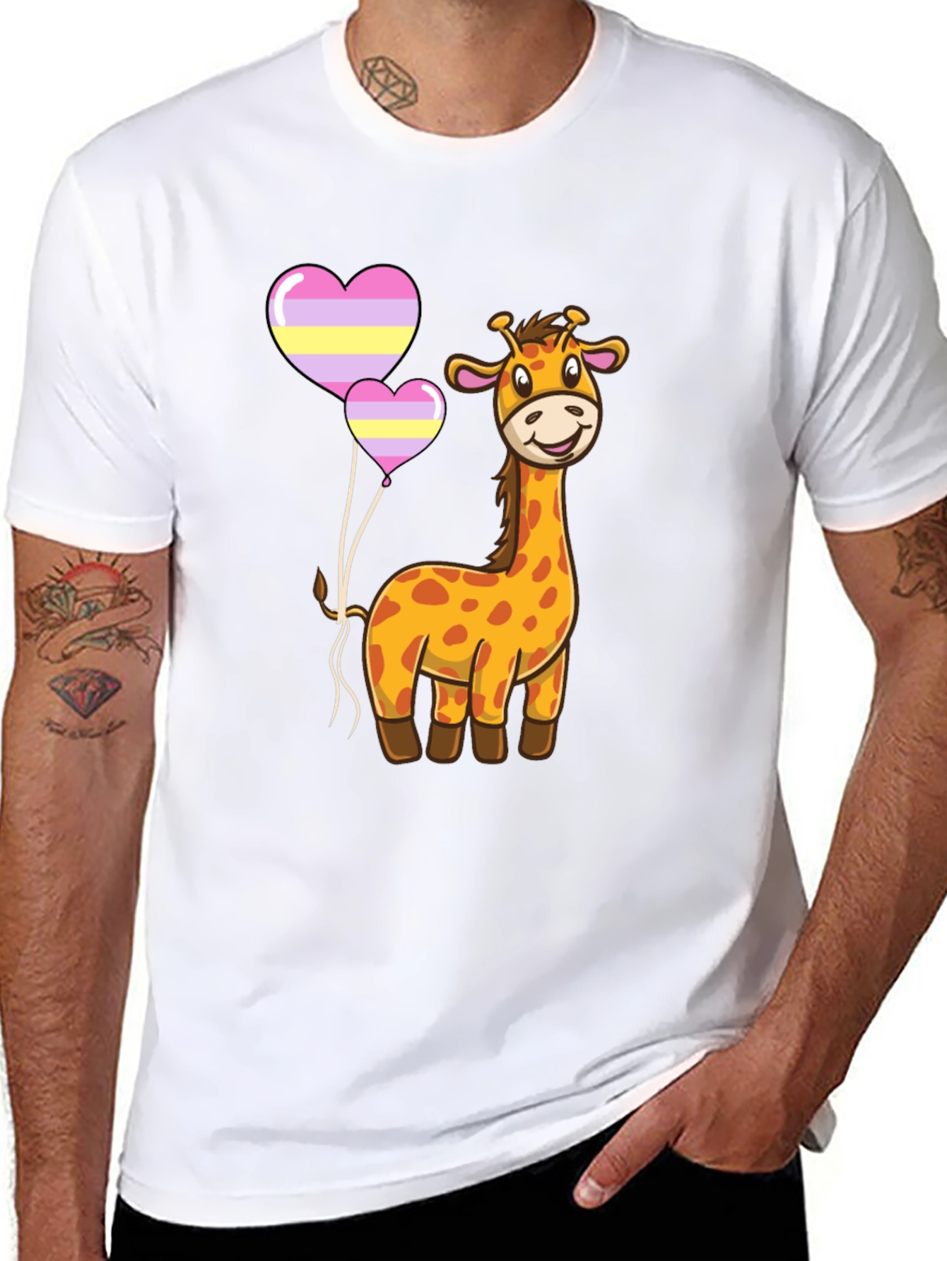 Cute Giraffe Heart Balloons T-Shirt