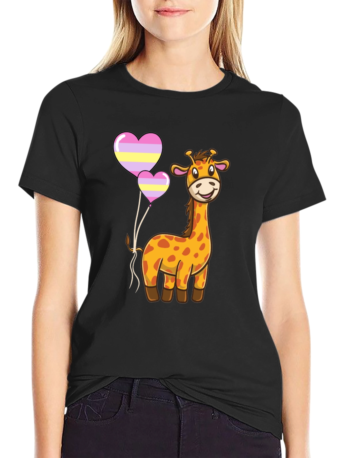Cute Giraffe Heart Balloons T-Shirt