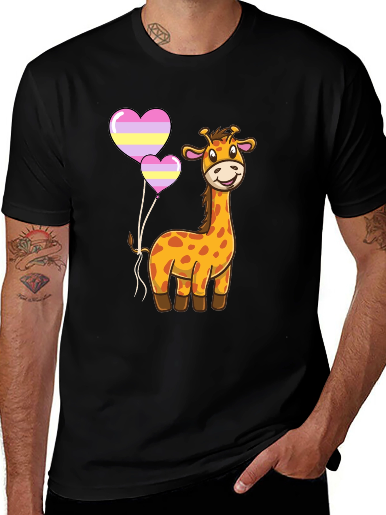 Cute Giraffe Heart Balloons T-Shirt