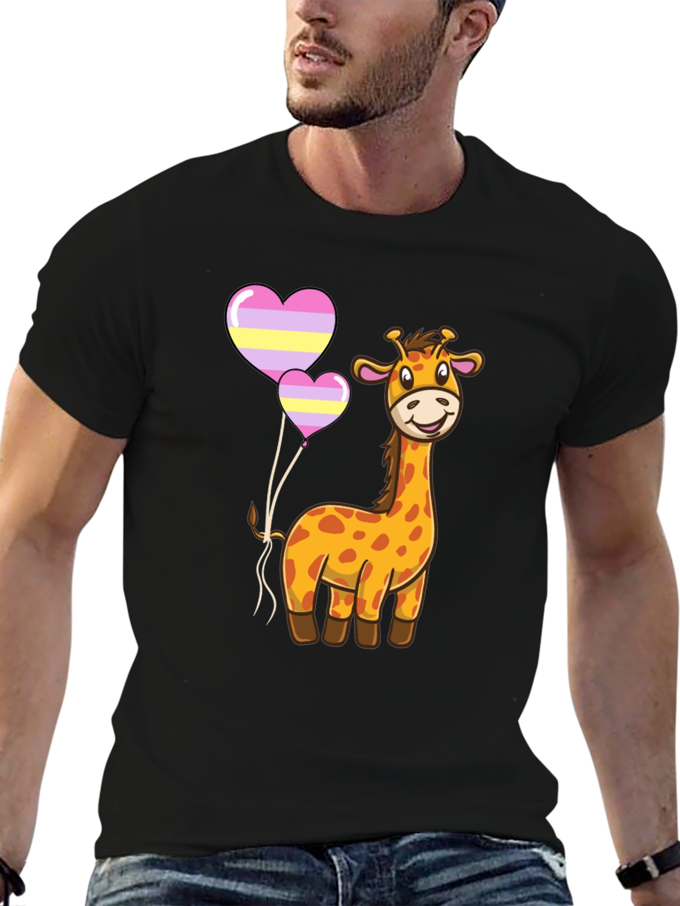 Cute Giraffe Heart Balloons T-Shirt
