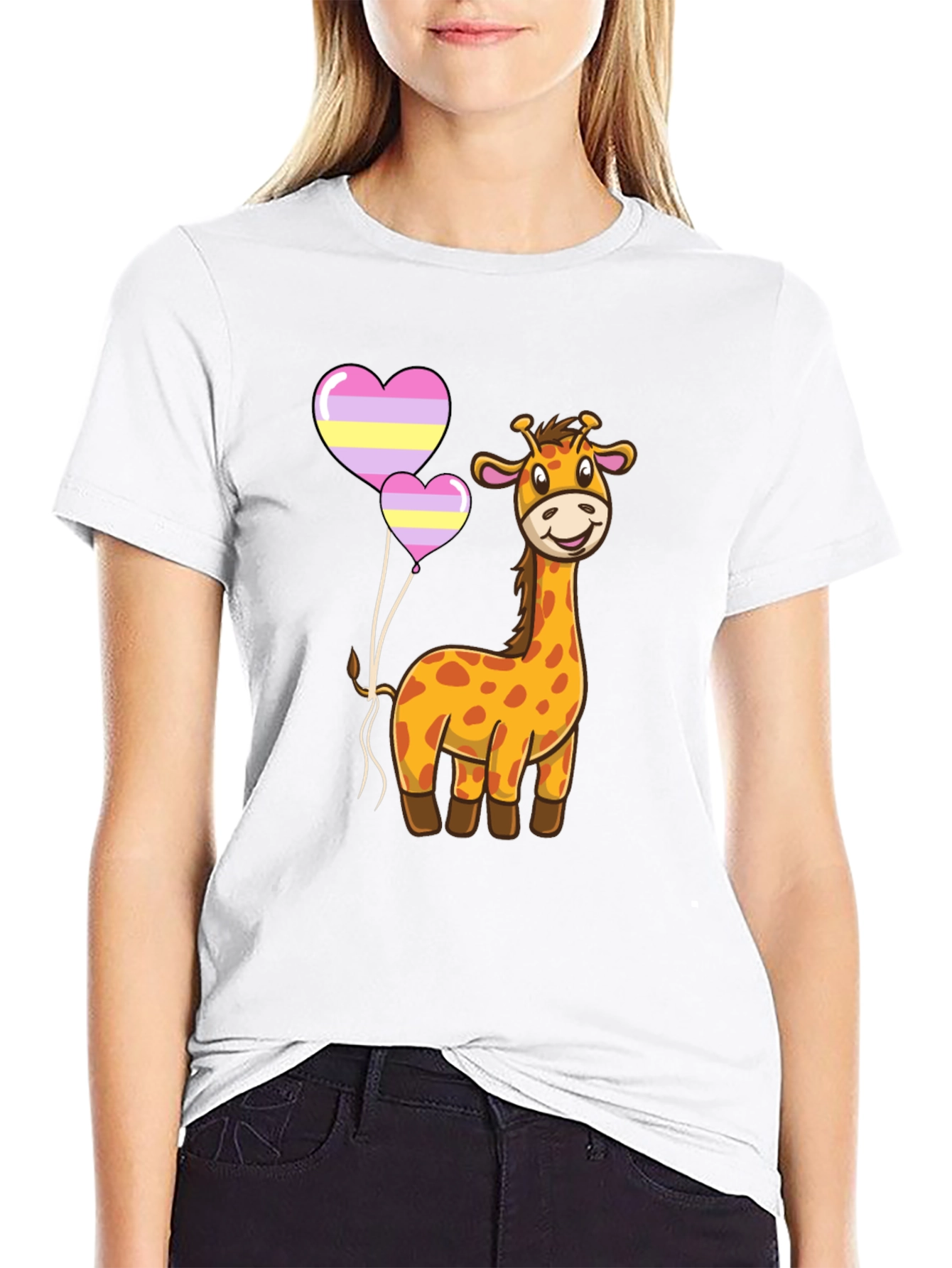 Cute Giraffe Heart Balloons T-Shirt