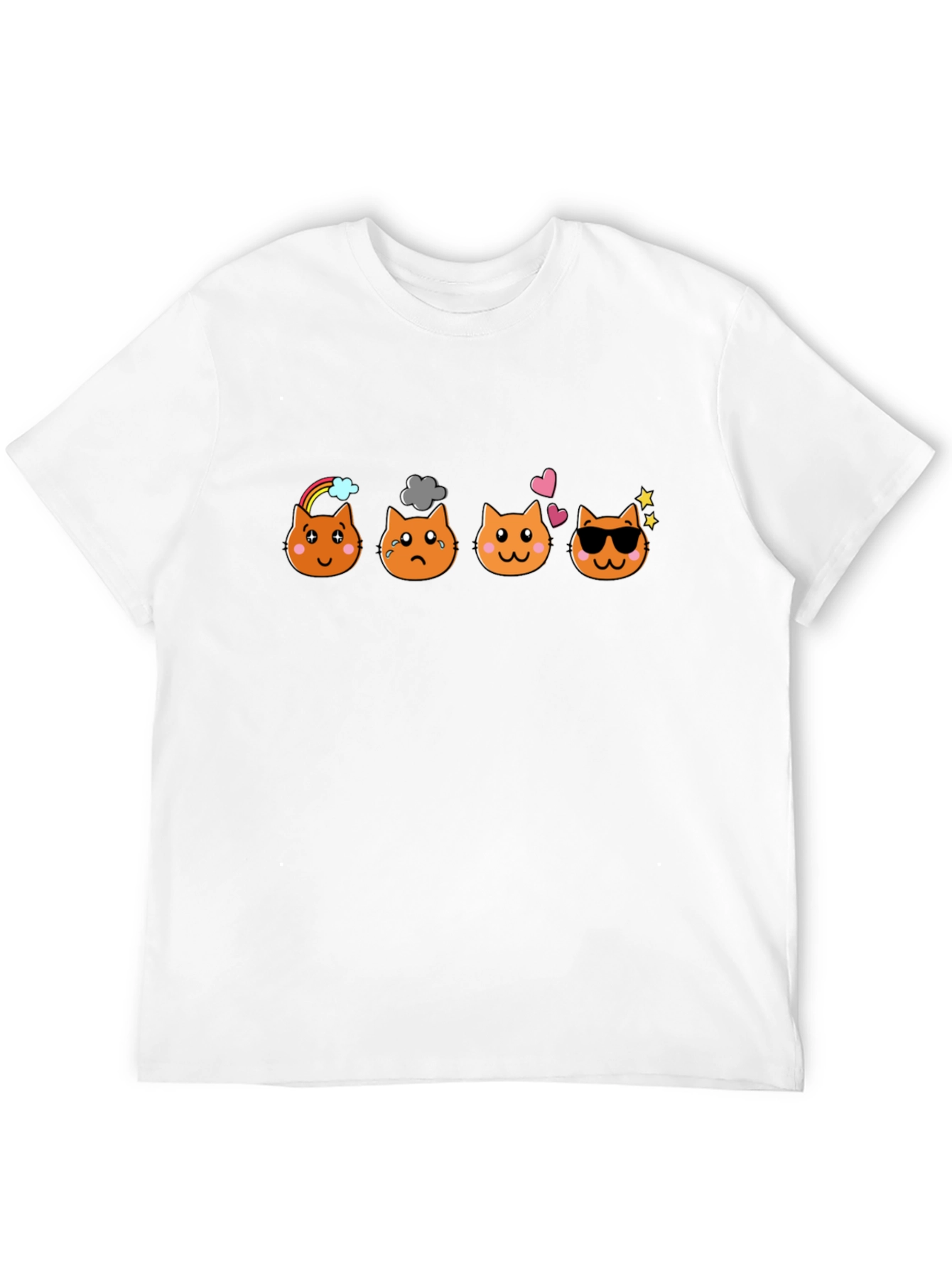 Emoji Cat Moods Black T-Shirt
