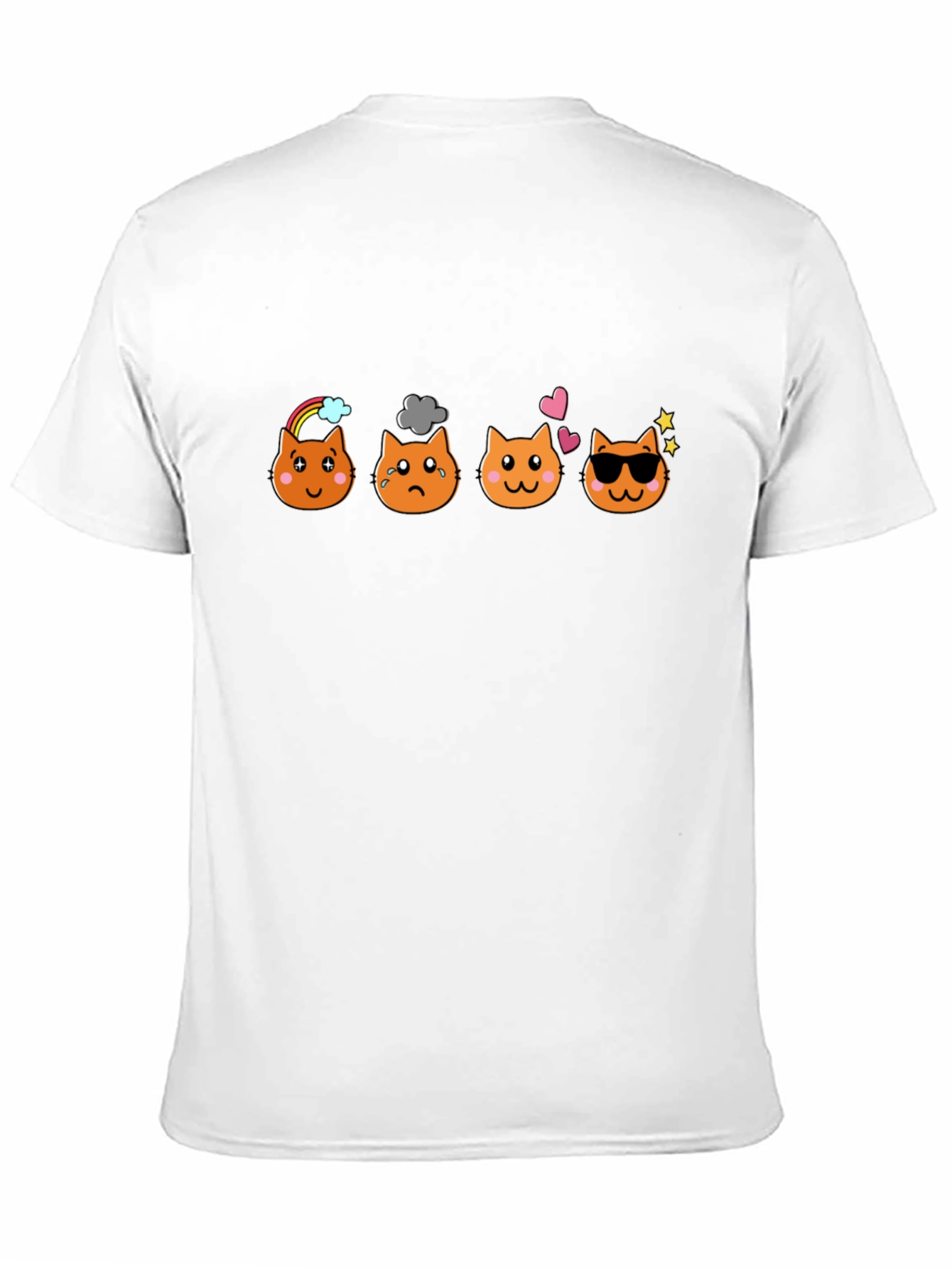 Emoji Cat Moods Black T-Shirt