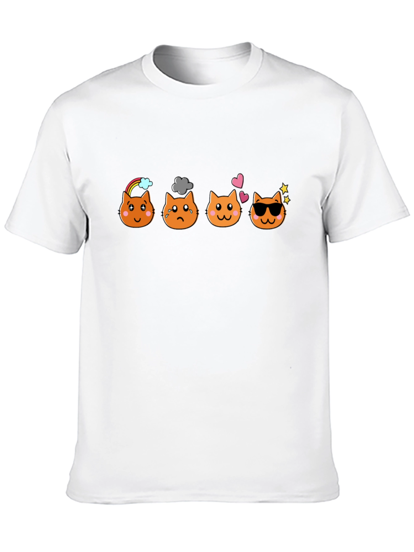 Emoji Cat Moods Black T-Shirt