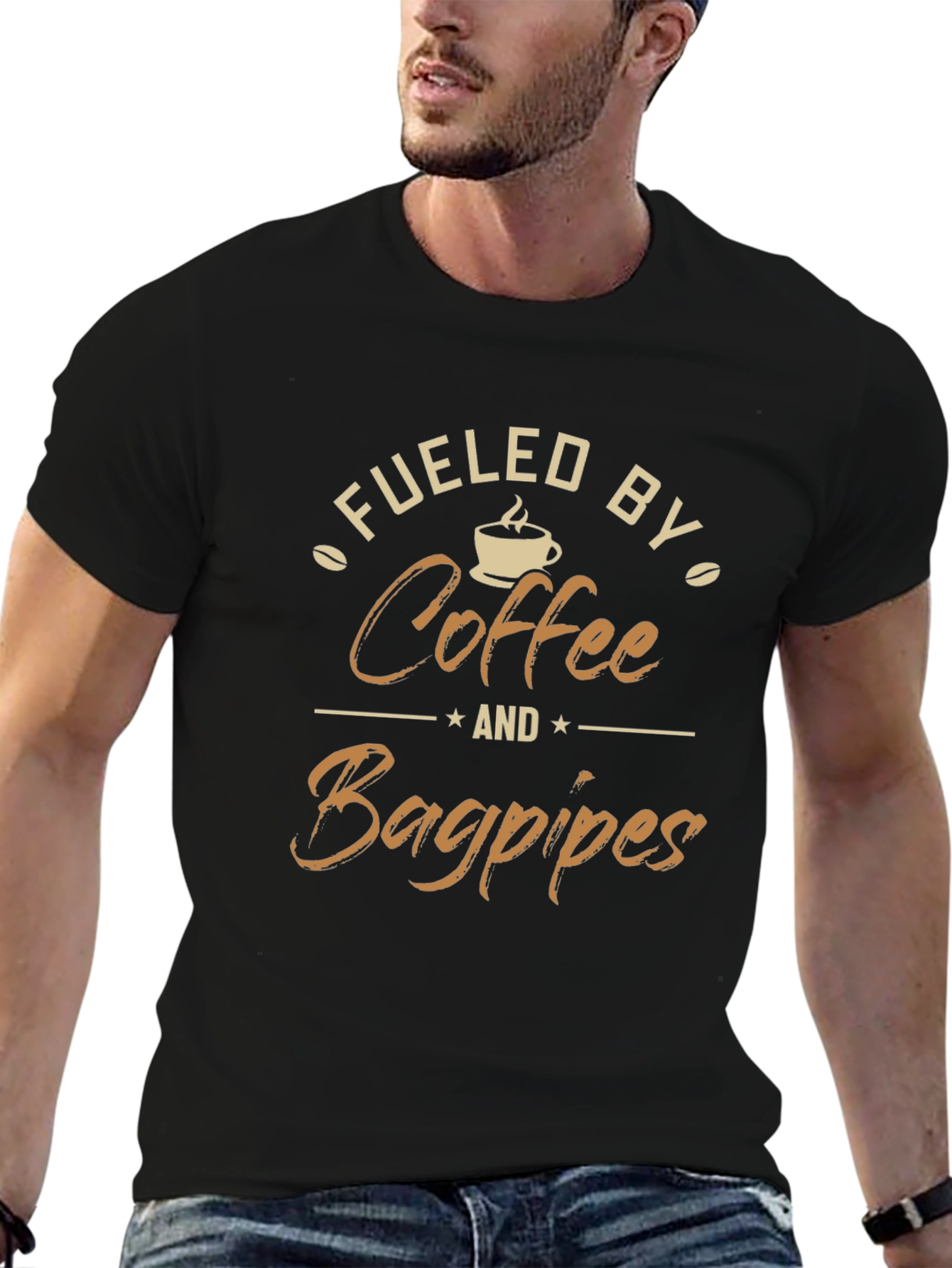 Fueled By Coffee & Bagpipes Graphic T-Shirt