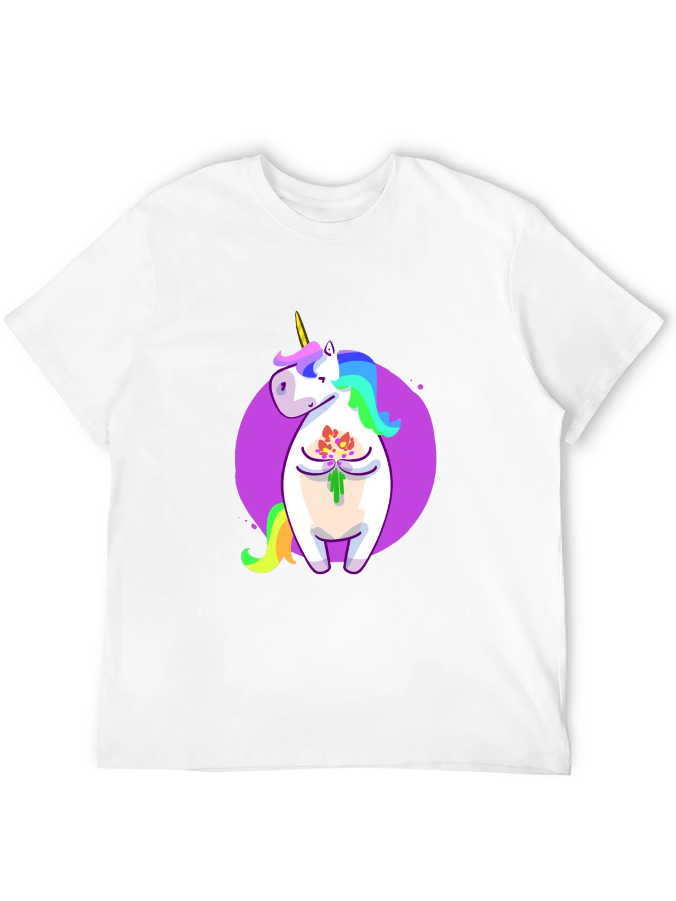 Unicorn Flower Graphic Black T-Shirt