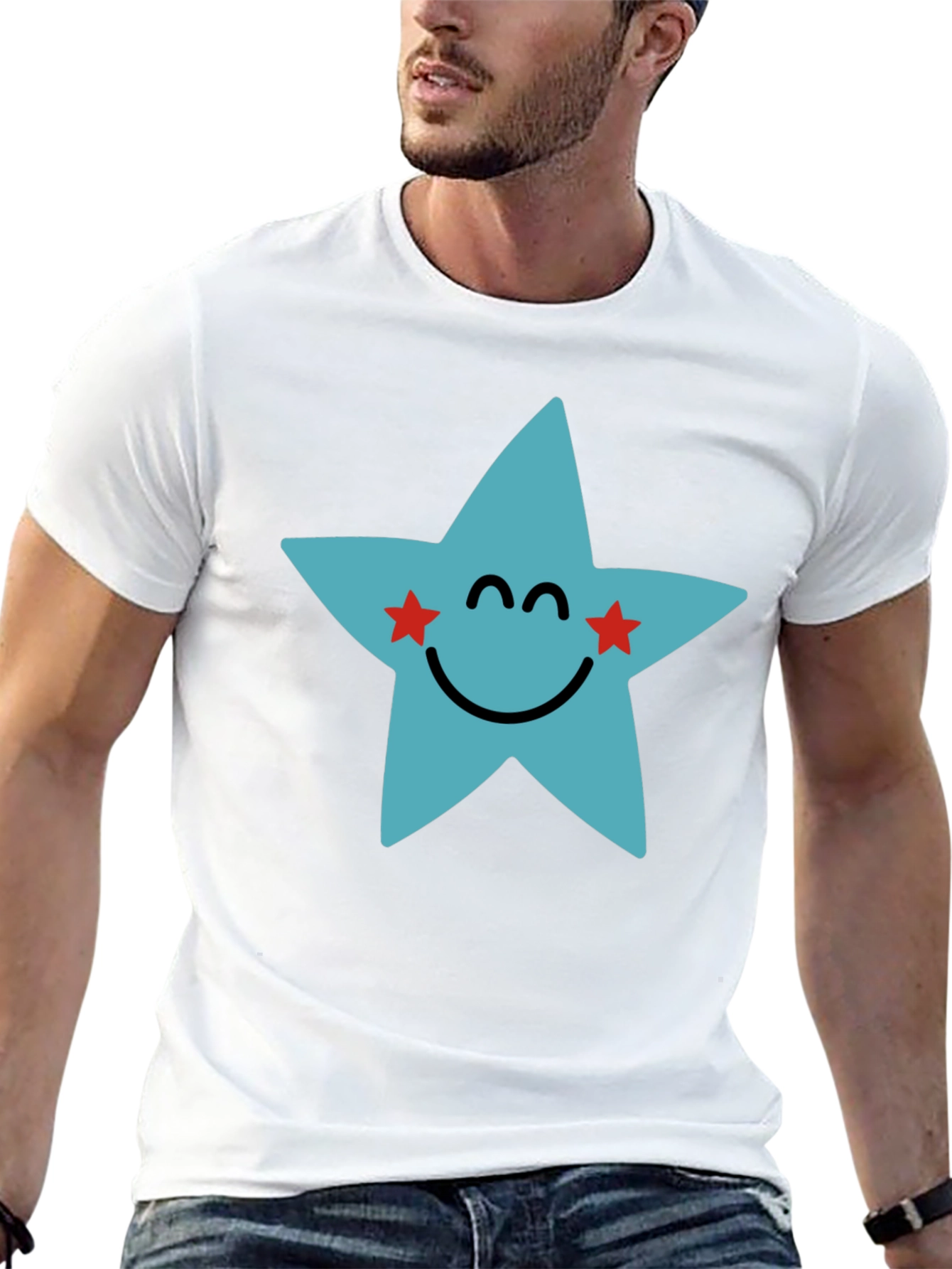 Star Face Graphic Black T-Shirt