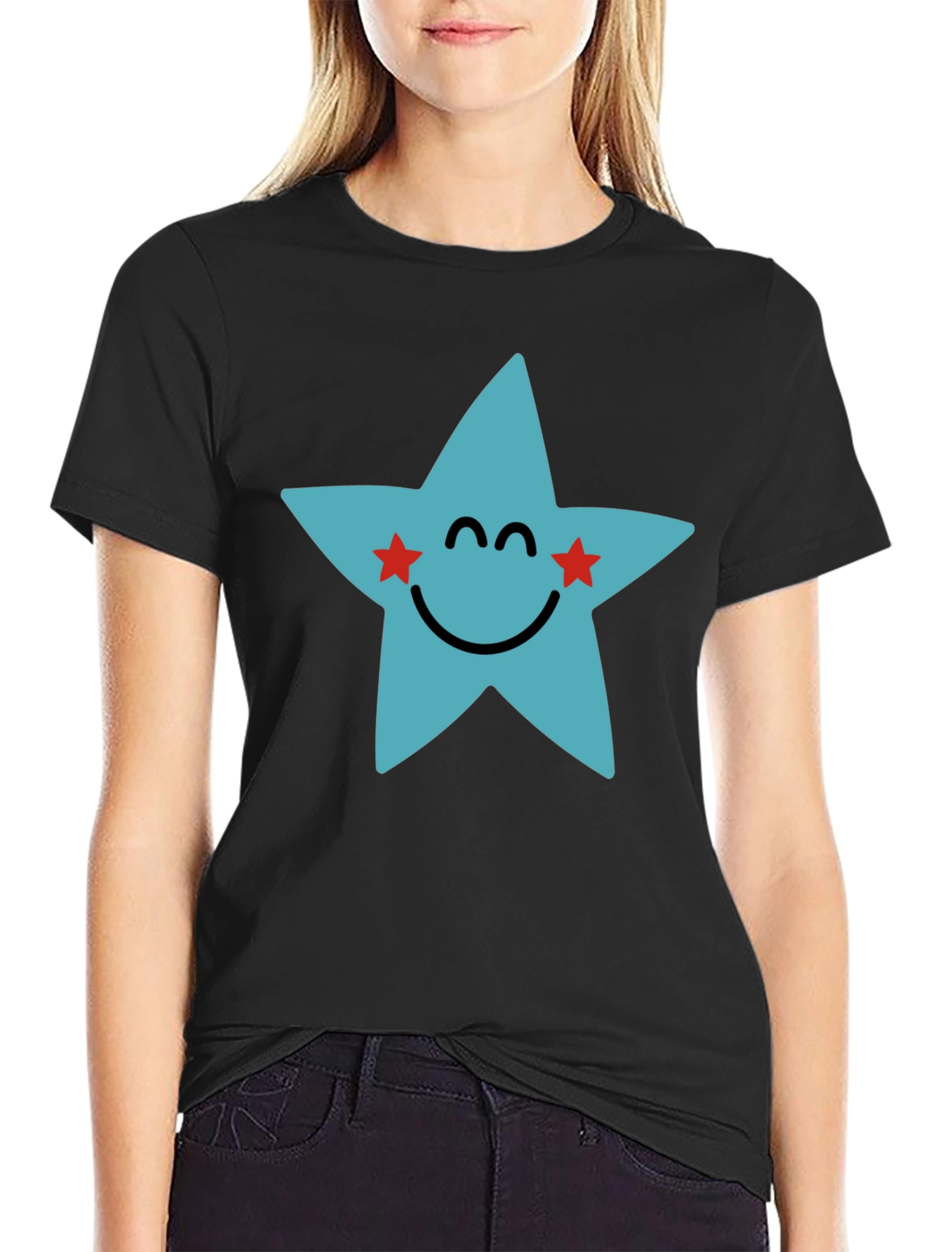 Star Face Graphic Black T-Shirt
