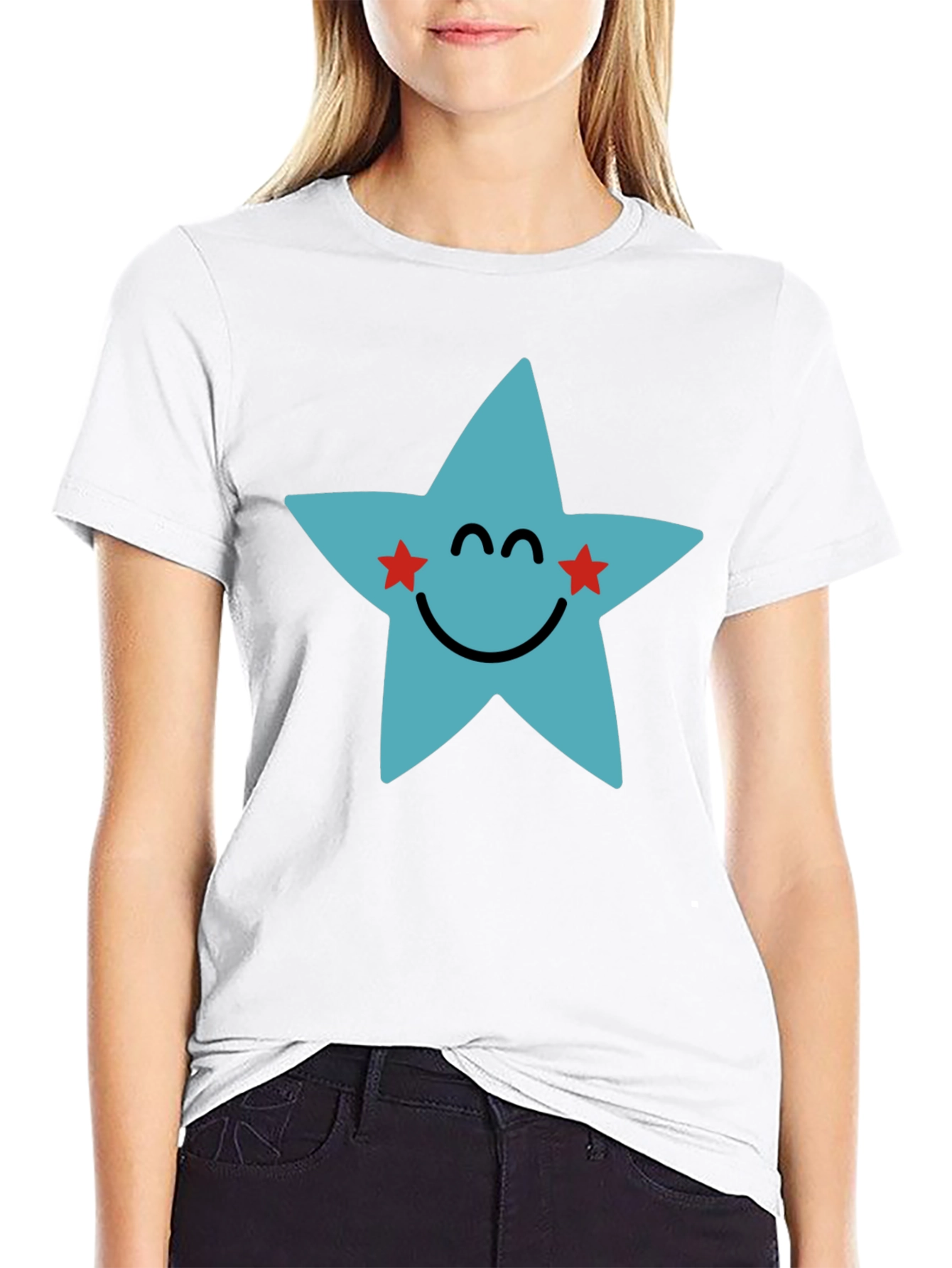 Star Face Graphic Black T-Shirt
