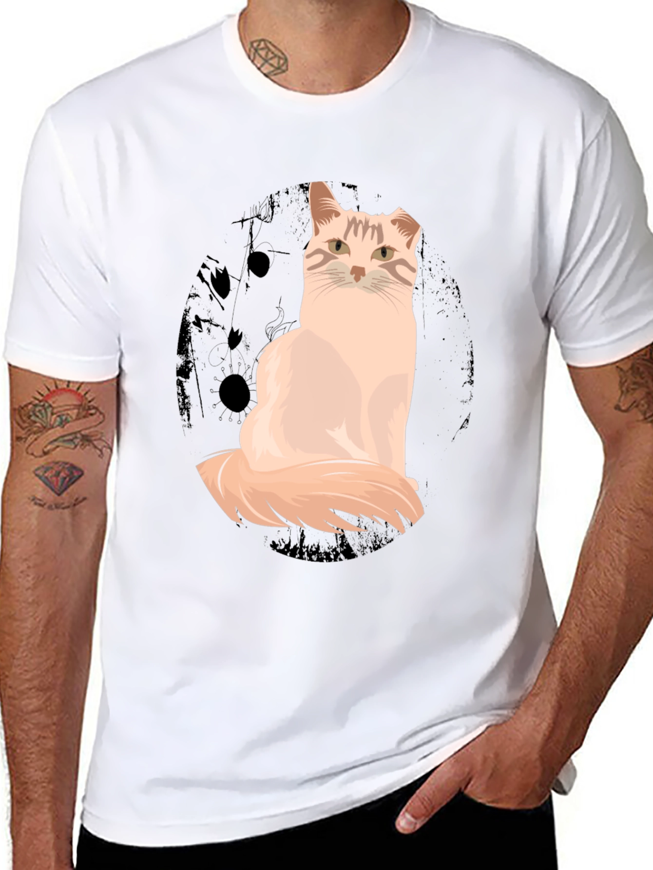 Cat Graphic T-Shirt - Unisex Black Cotton Tee