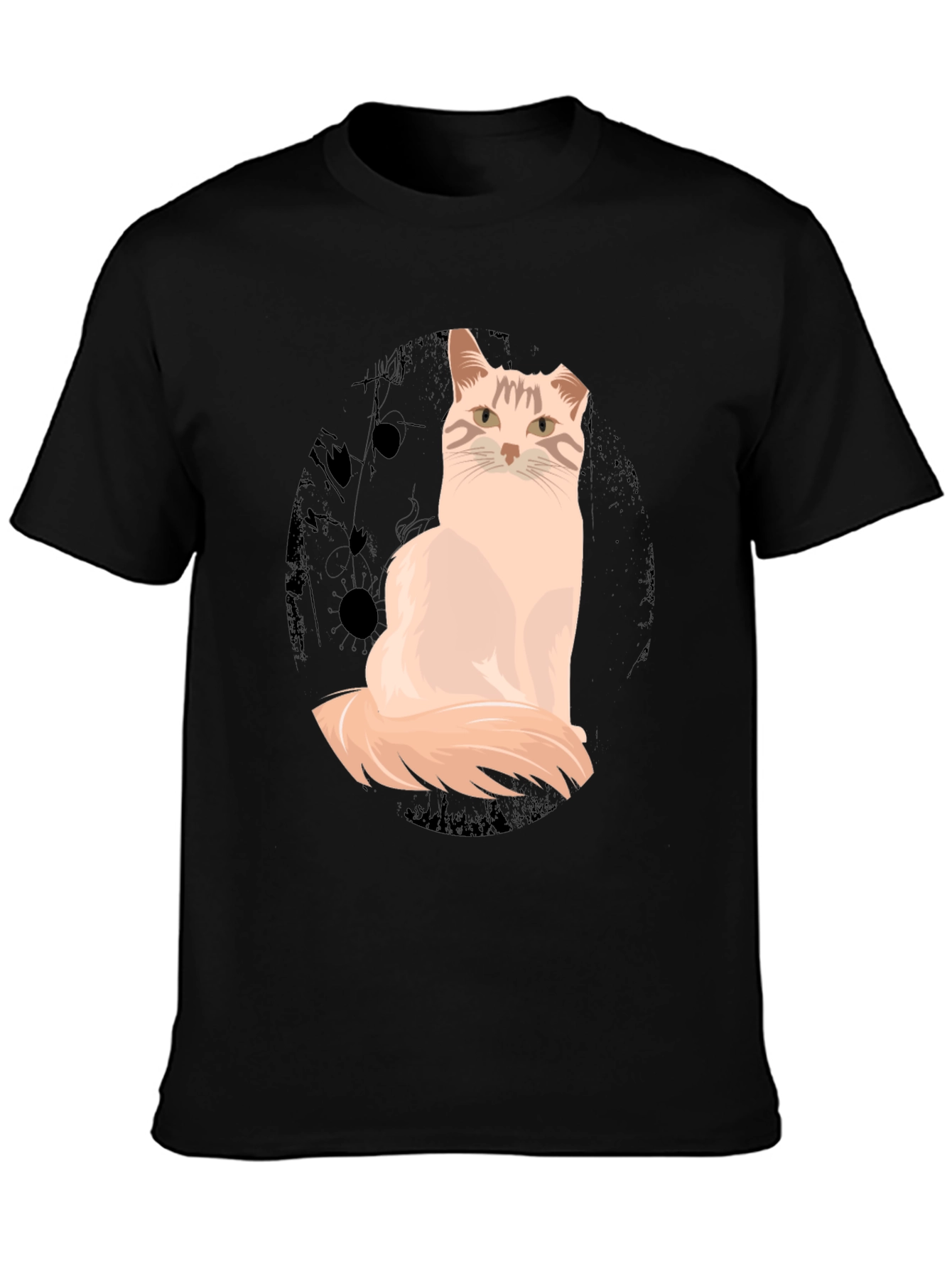Cat Graphic T-Shirt - Unisex Black Cotton Tee