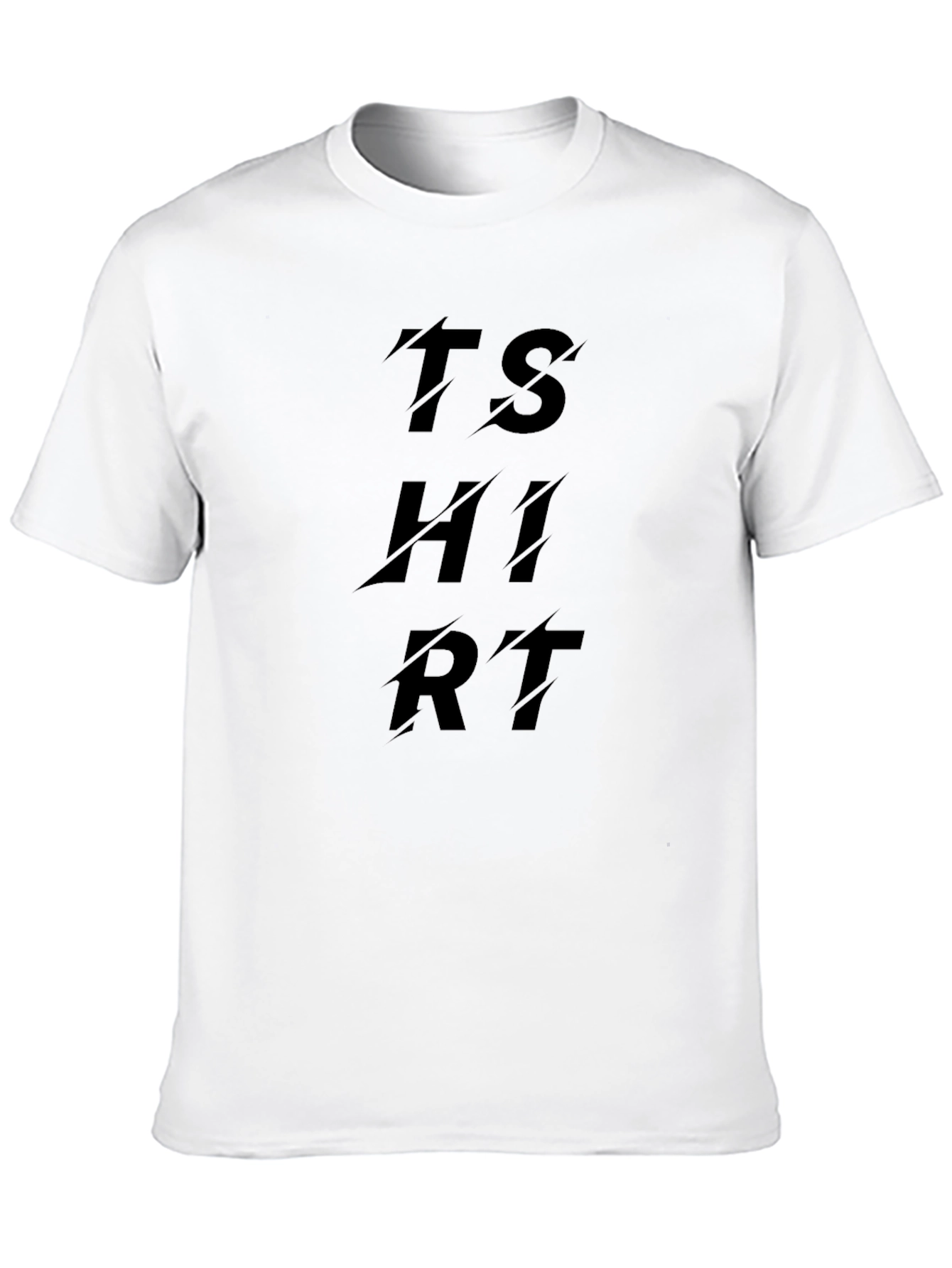 Black T-Shirt with Sliced T-SHIRT Text Design