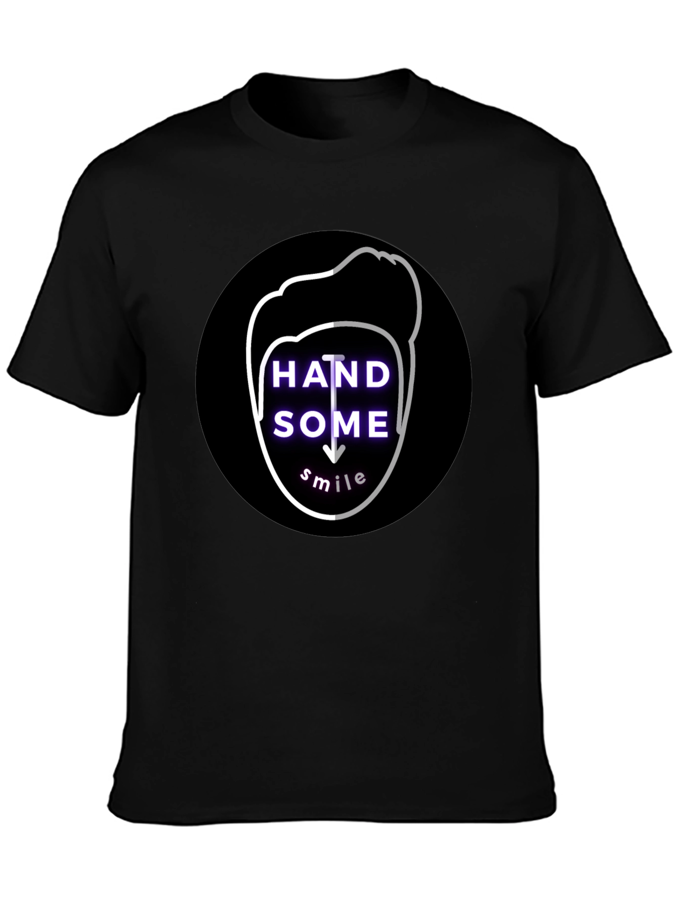 Handsome Smile Graphic Tee - Soft Cotton Black T-Shirt
