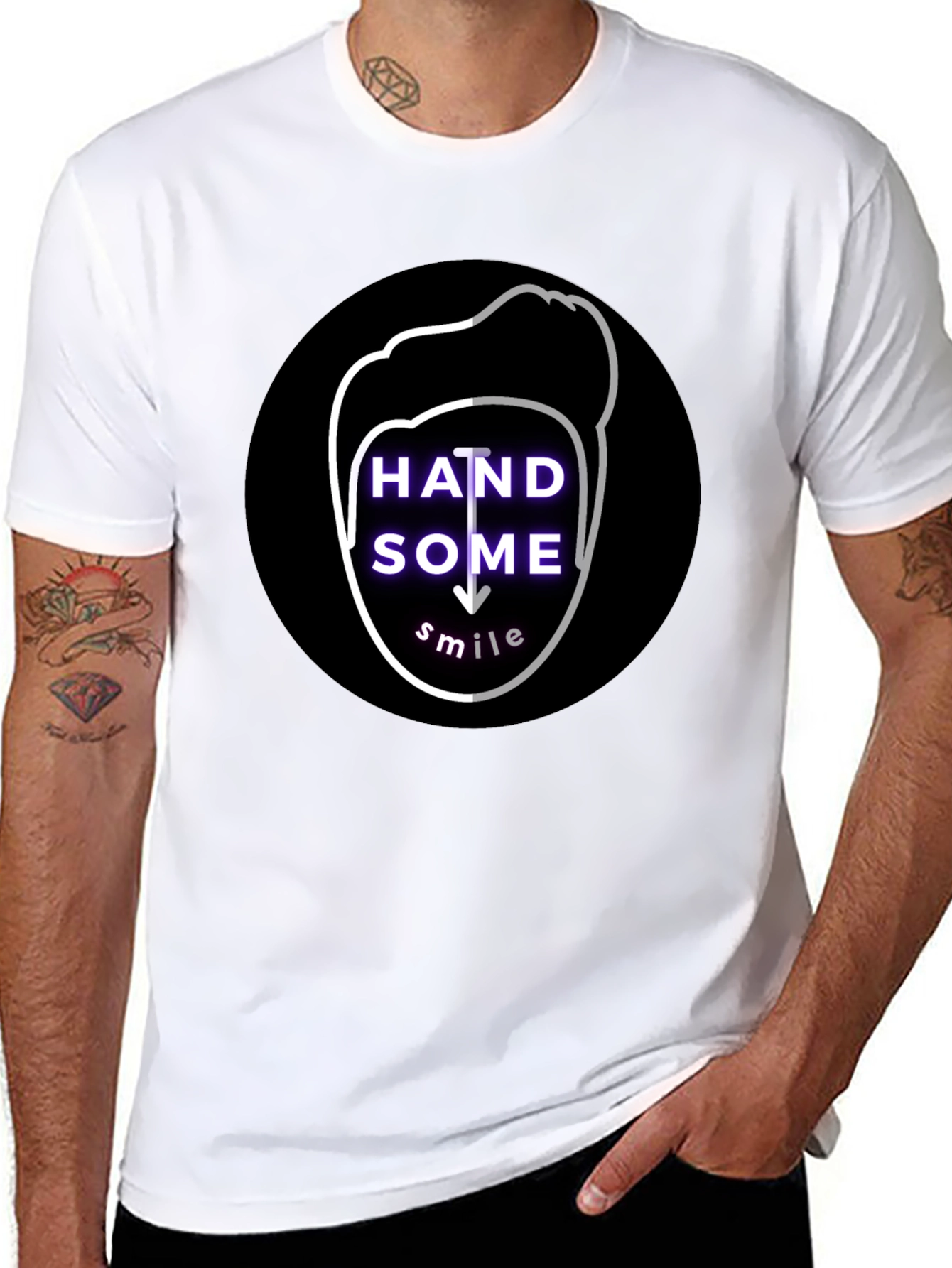 Handsome Smile Graphic Tee - Soft Cotton Black T-Shirt