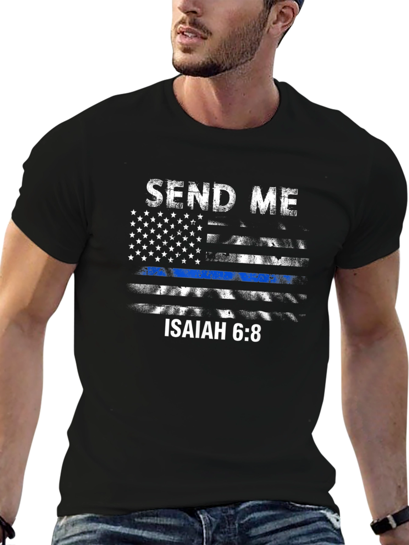 Send Me Isaiah 6:8 Thin Blue Line T-Shirt