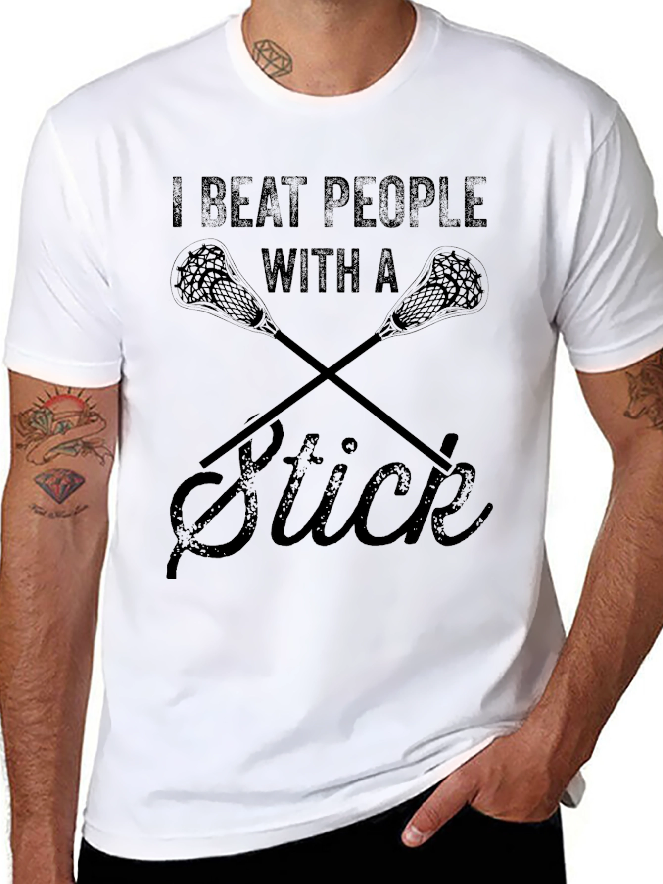 I Beat People With A Stick Lacrosse T-Shirt