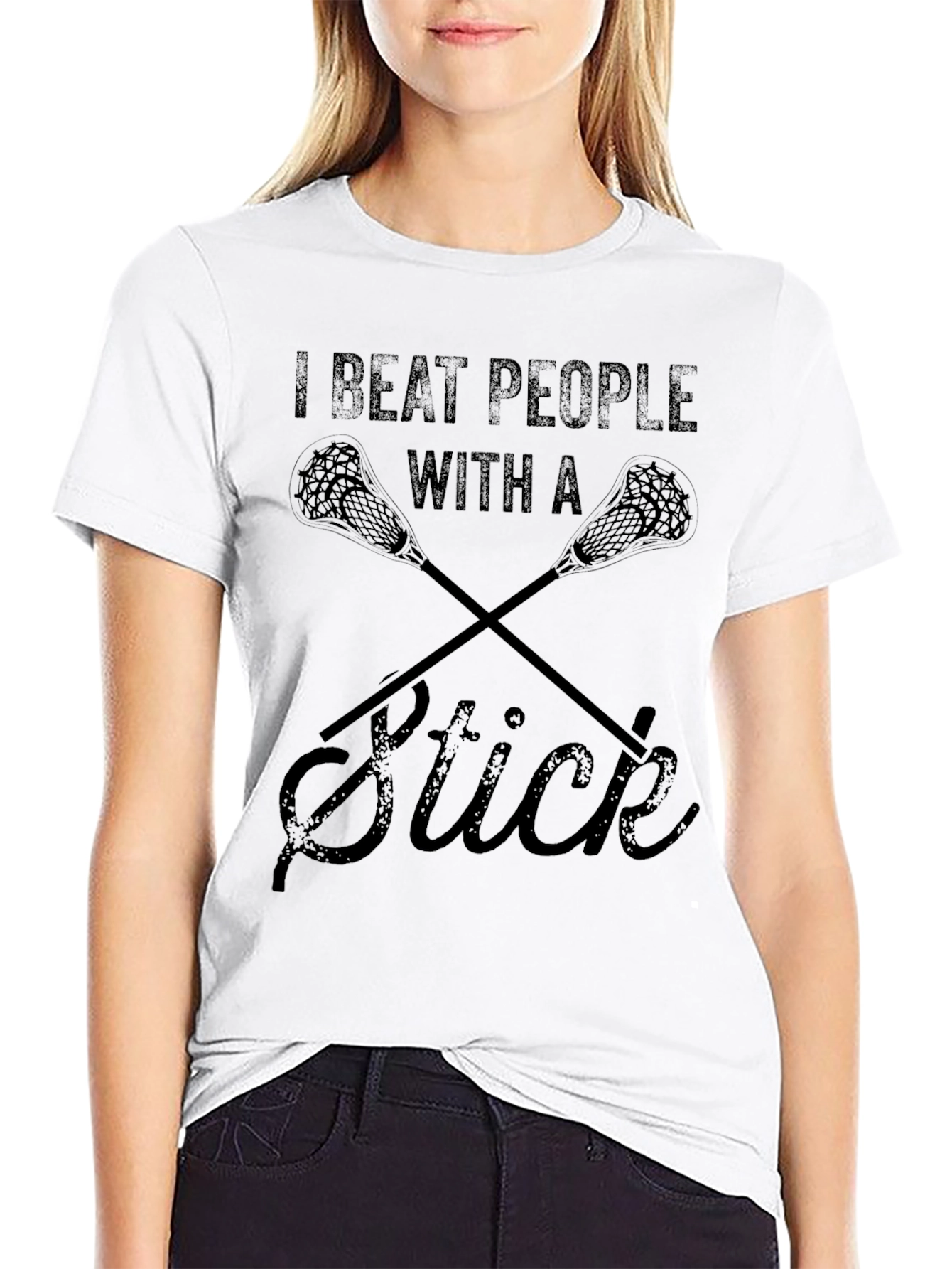 I Beat People With A Stick Lacrosse T-Shirt