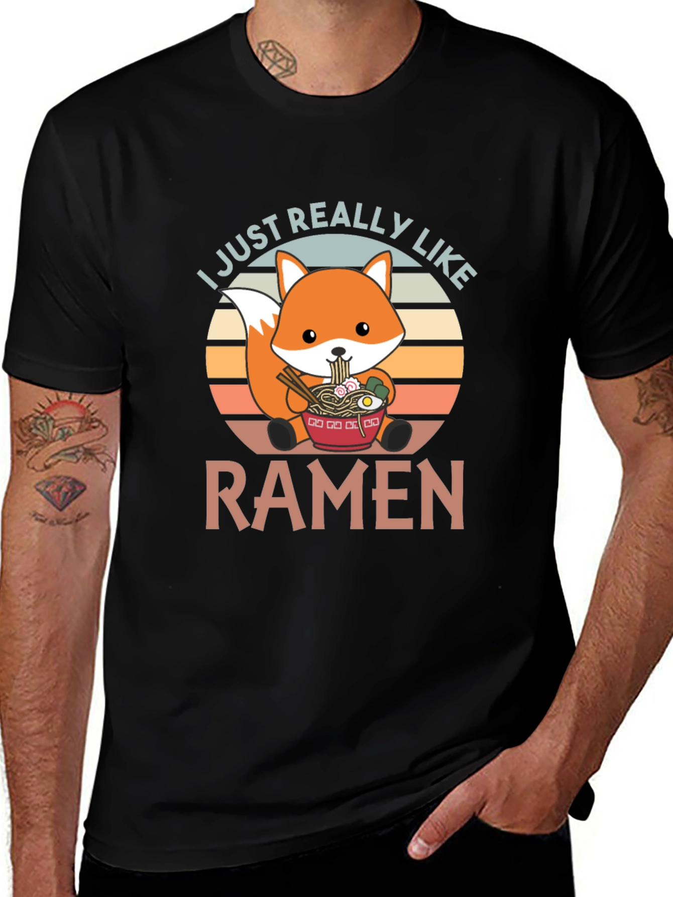 Ramen Loving Fox Graphic T-Shirt - Cute Foodie Tee