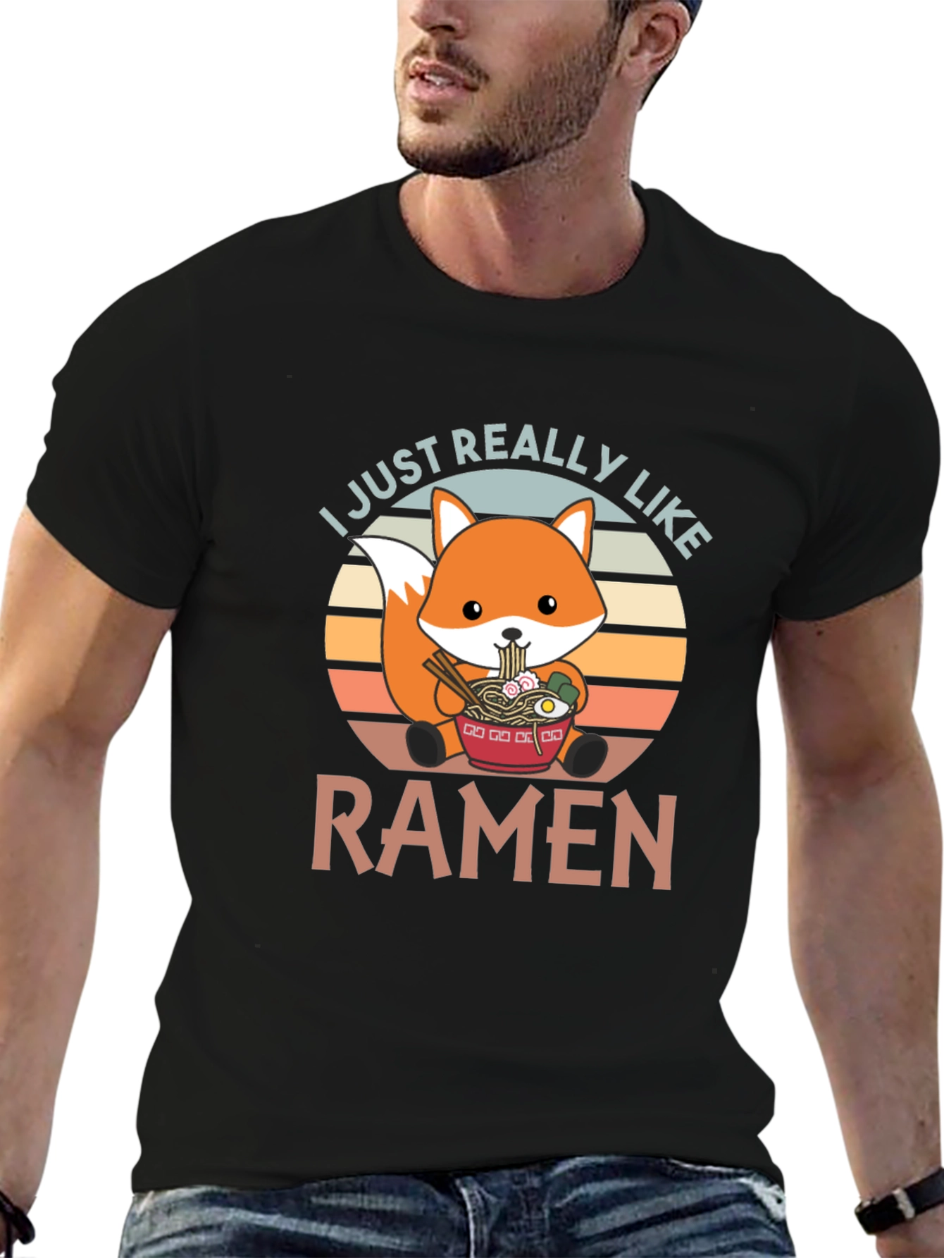 Ramen Loving Fox Graphic T-Shirt - Cute Foodie Tee