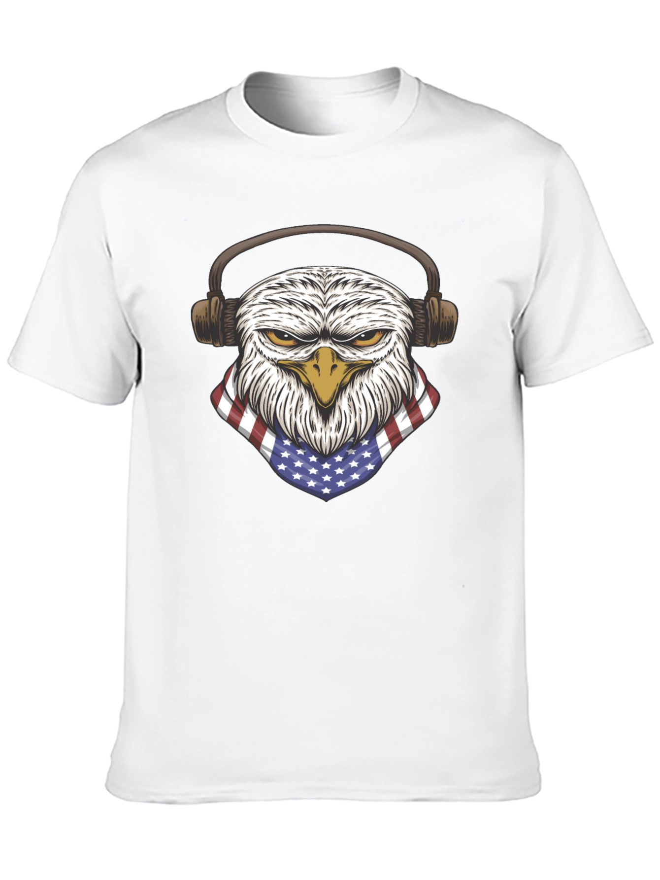 Patriotic Eagle with Headphones Graphic T-Shirt