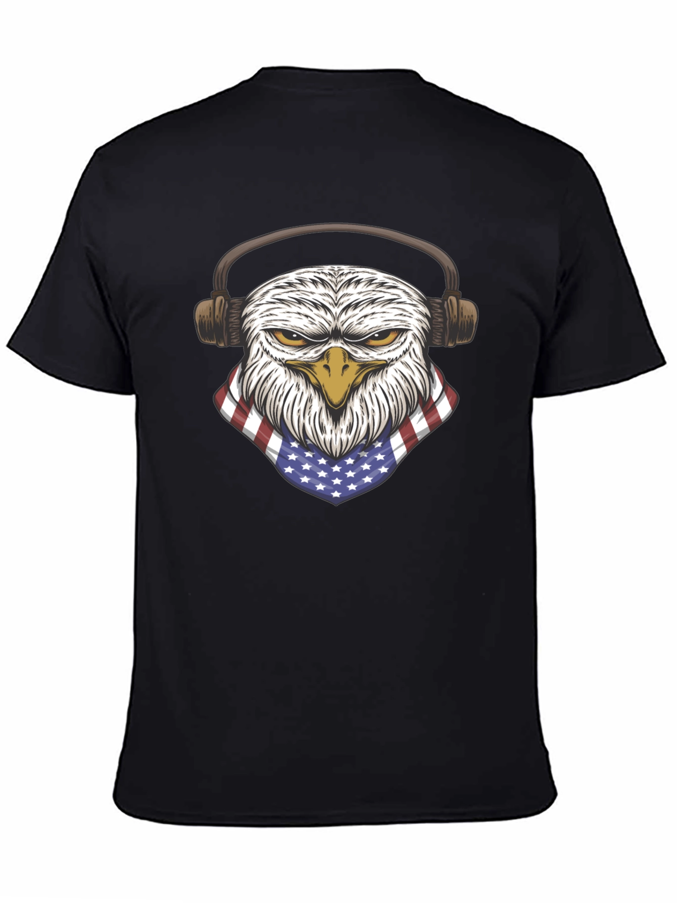 Patriotic Eagle with Headphones Graphic T-Shirt
