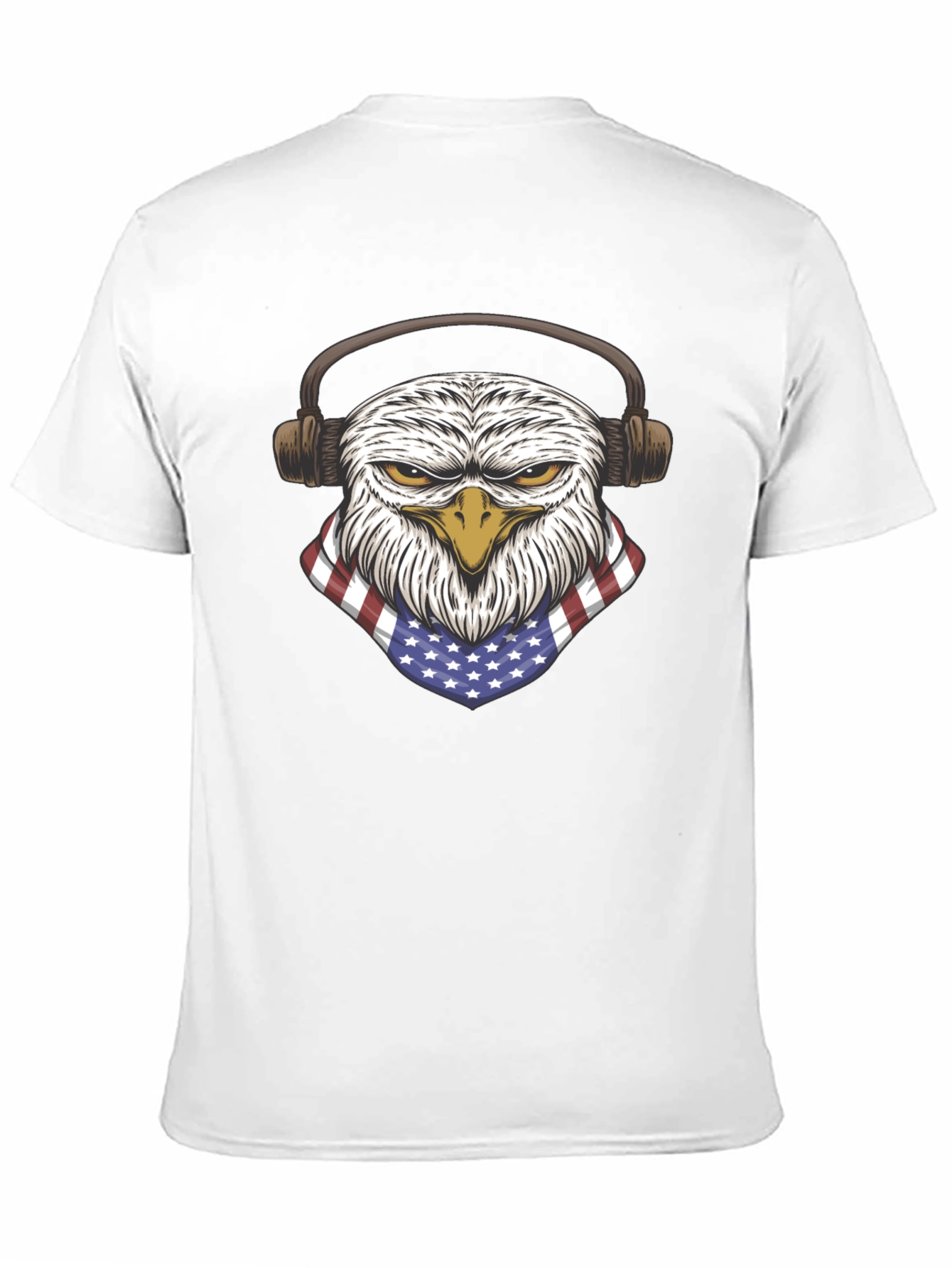 Patriotic Eagle with Headphones Graphic T-Shirt