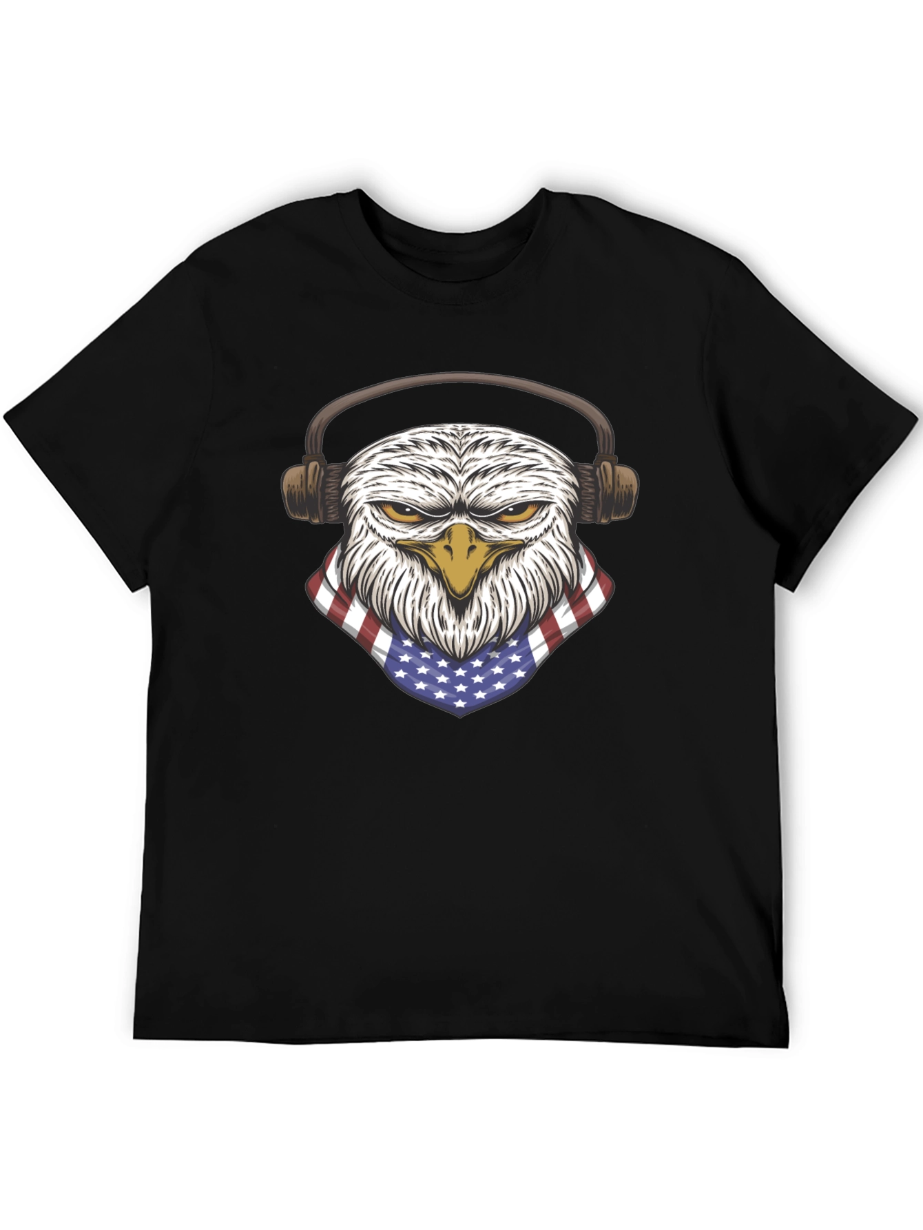 Patriotic Eagle with Headphones Graphic T-Shirt