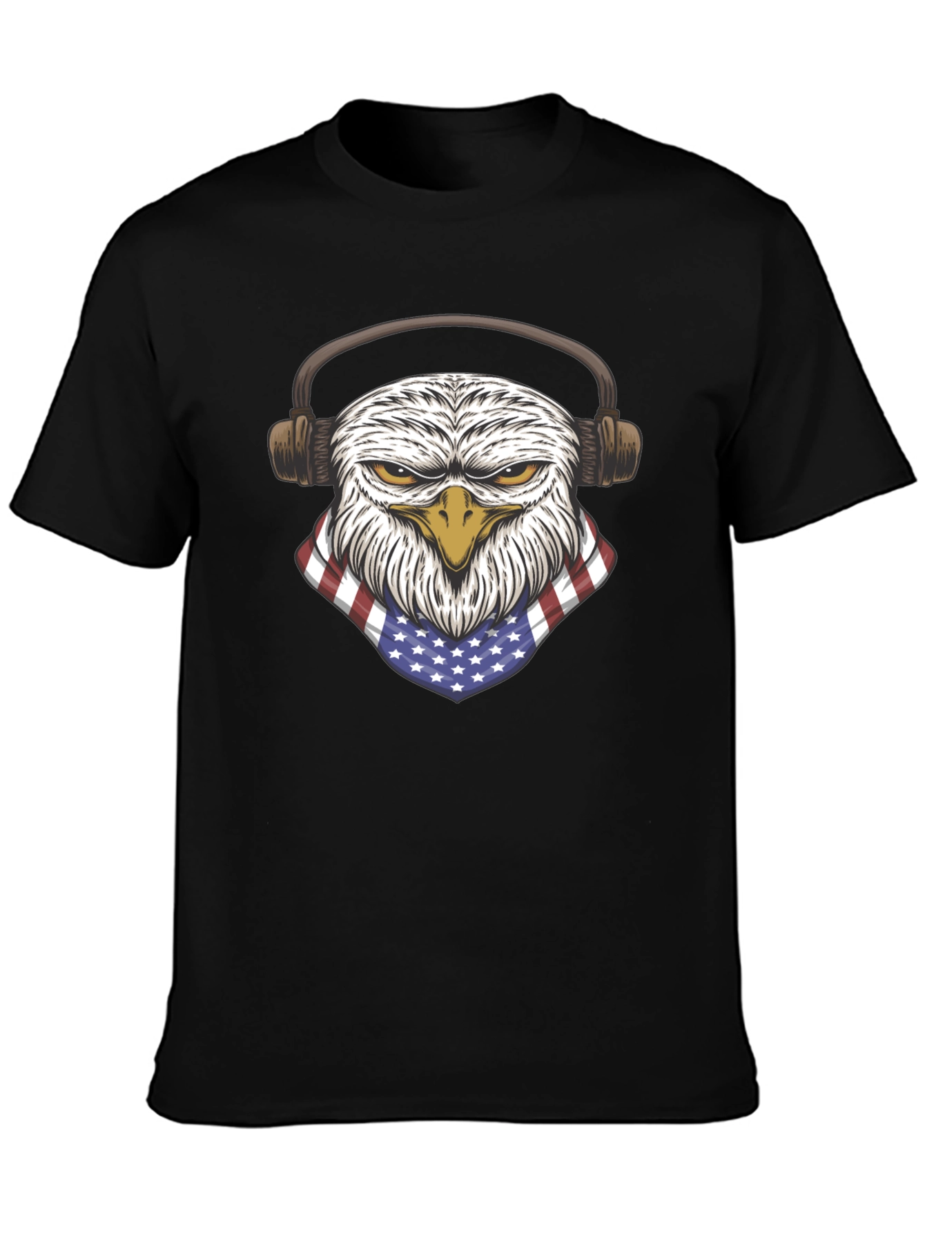 Patriotic Eagle with Headphones Graphic T-Shirt