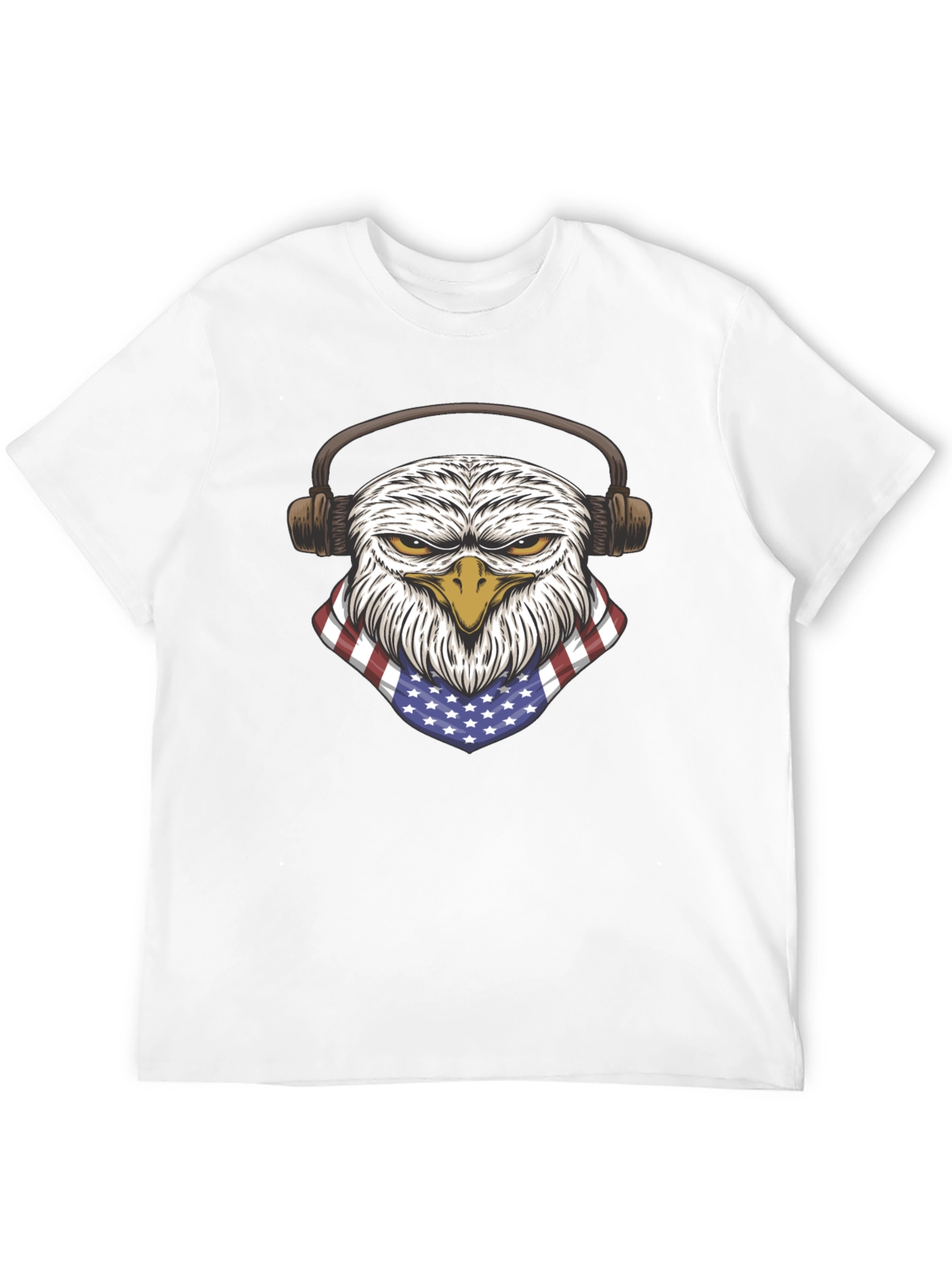 Patriotic Eagle with Headphones Graphic T-Shirt