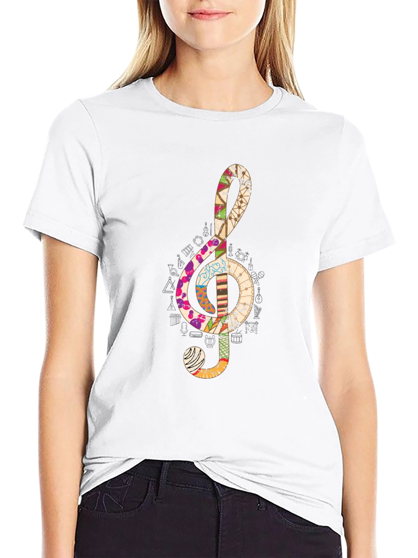 Treble Clef Graphic T-Shirt - Black