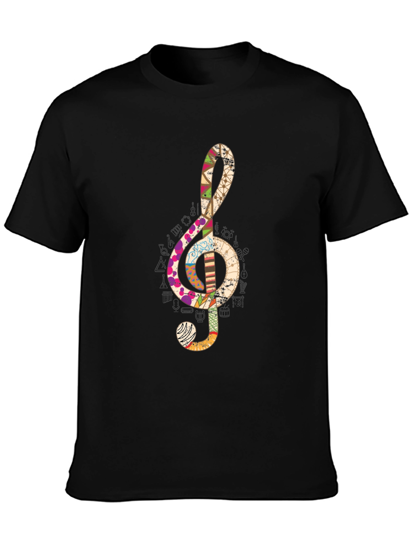 Treble Clef Graphic T-Shirt - Black