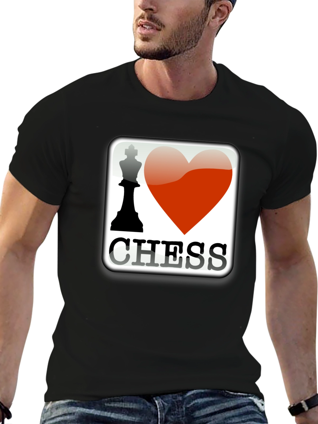 I Heart Chess Graphic T-Shirt - Black Cotton Tee