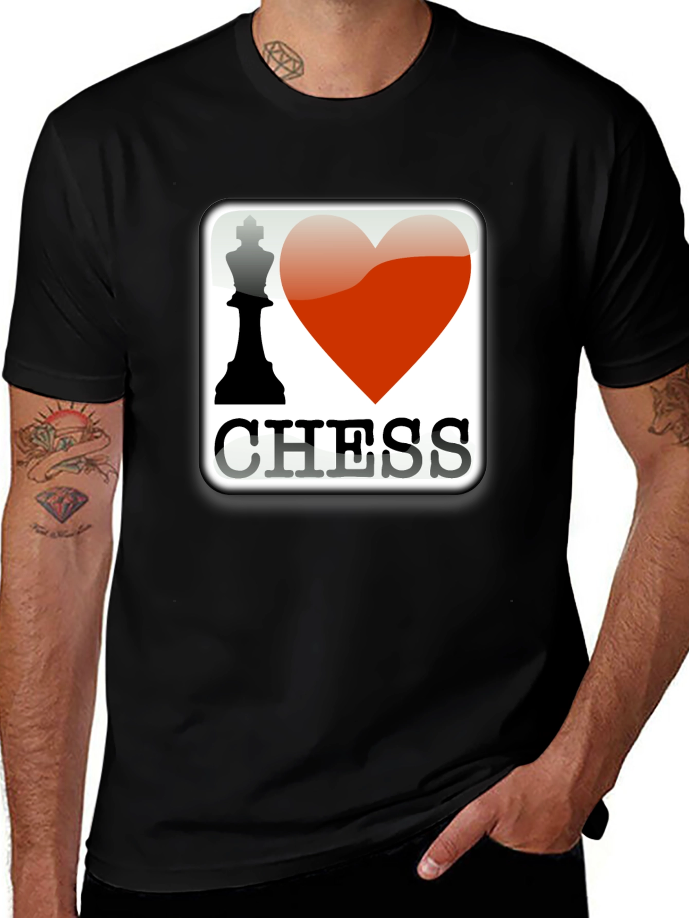 I Heart Chess Graphic T-Shirt - Black Cotton Tee