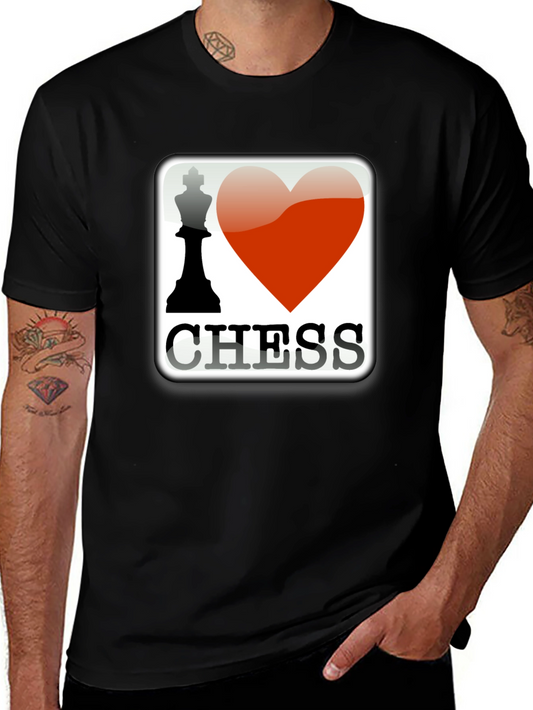 I Heart Chess Graphic T-Shirt - Black Cotton Tee