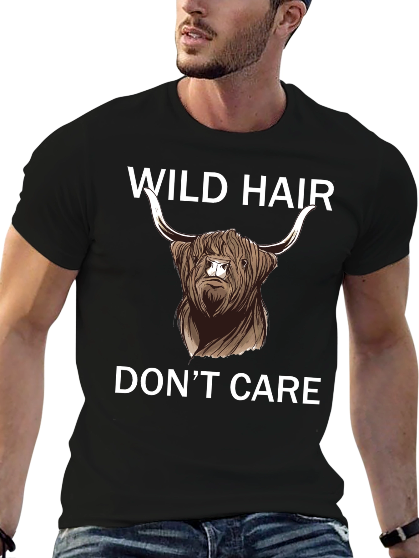 Wild Hair Dont Care Highland Cow T-Shirt