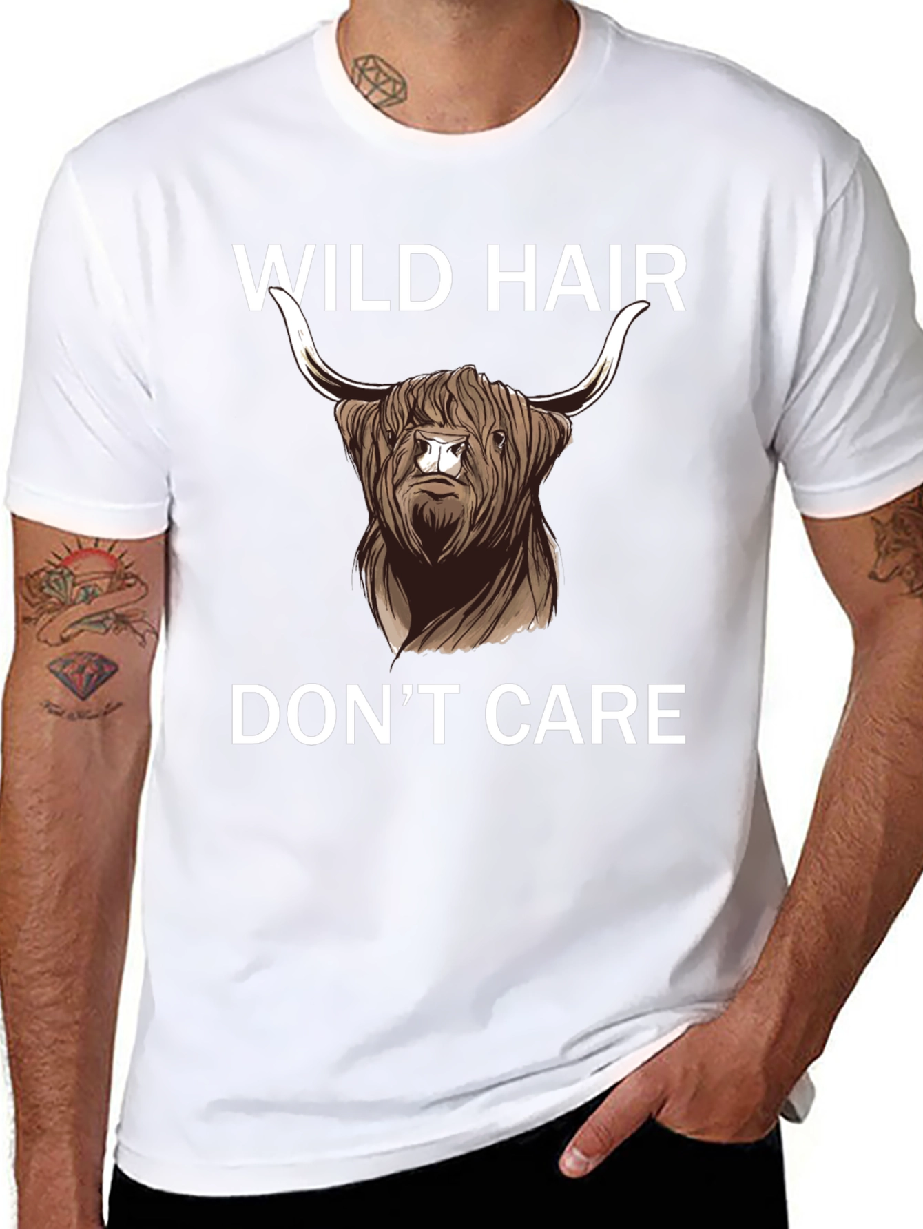 Wild Hair Dont Care Highland Cow T-Shirt