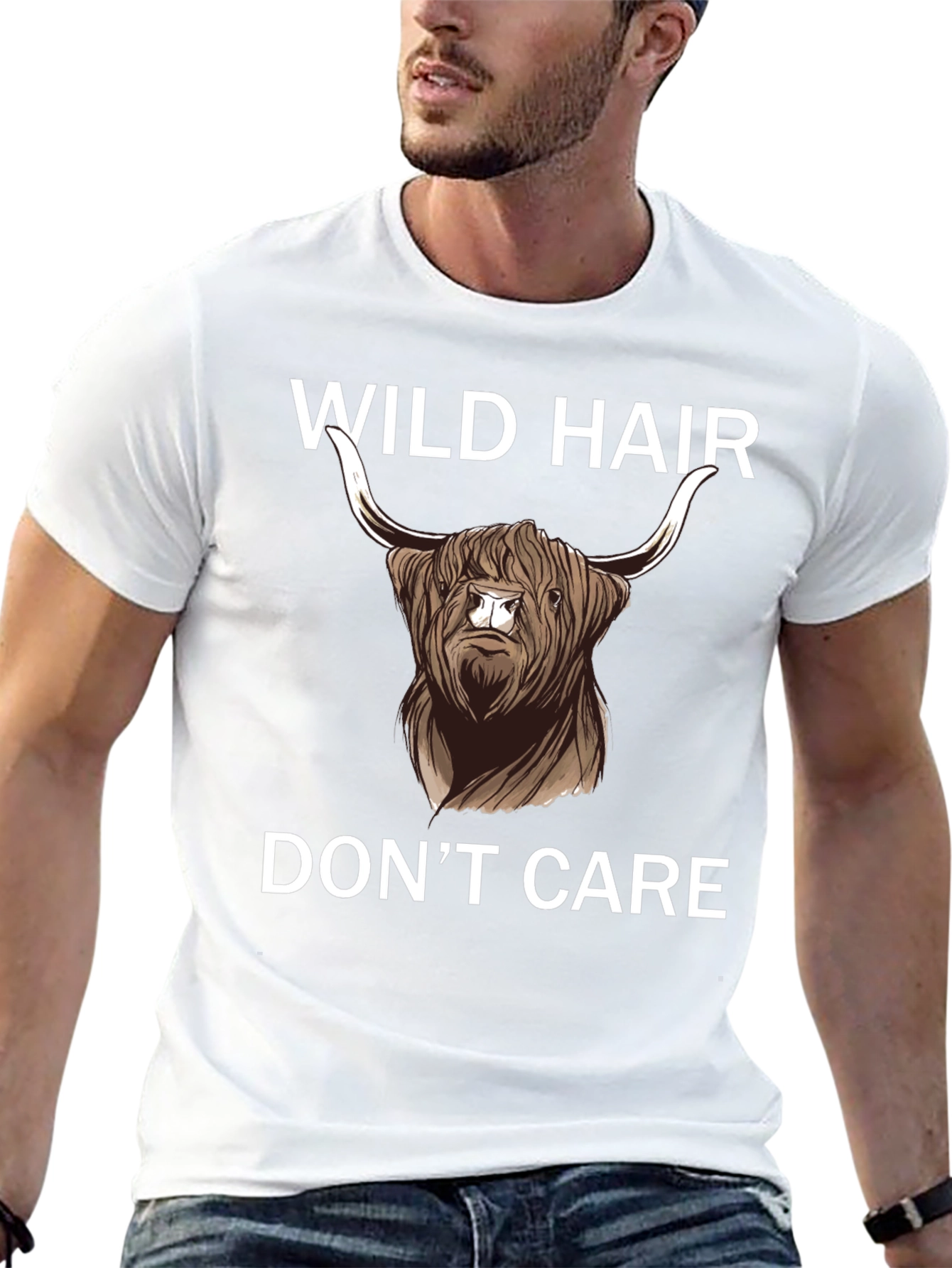 Wild Hair Dont Care Highland Cow T-Shirt