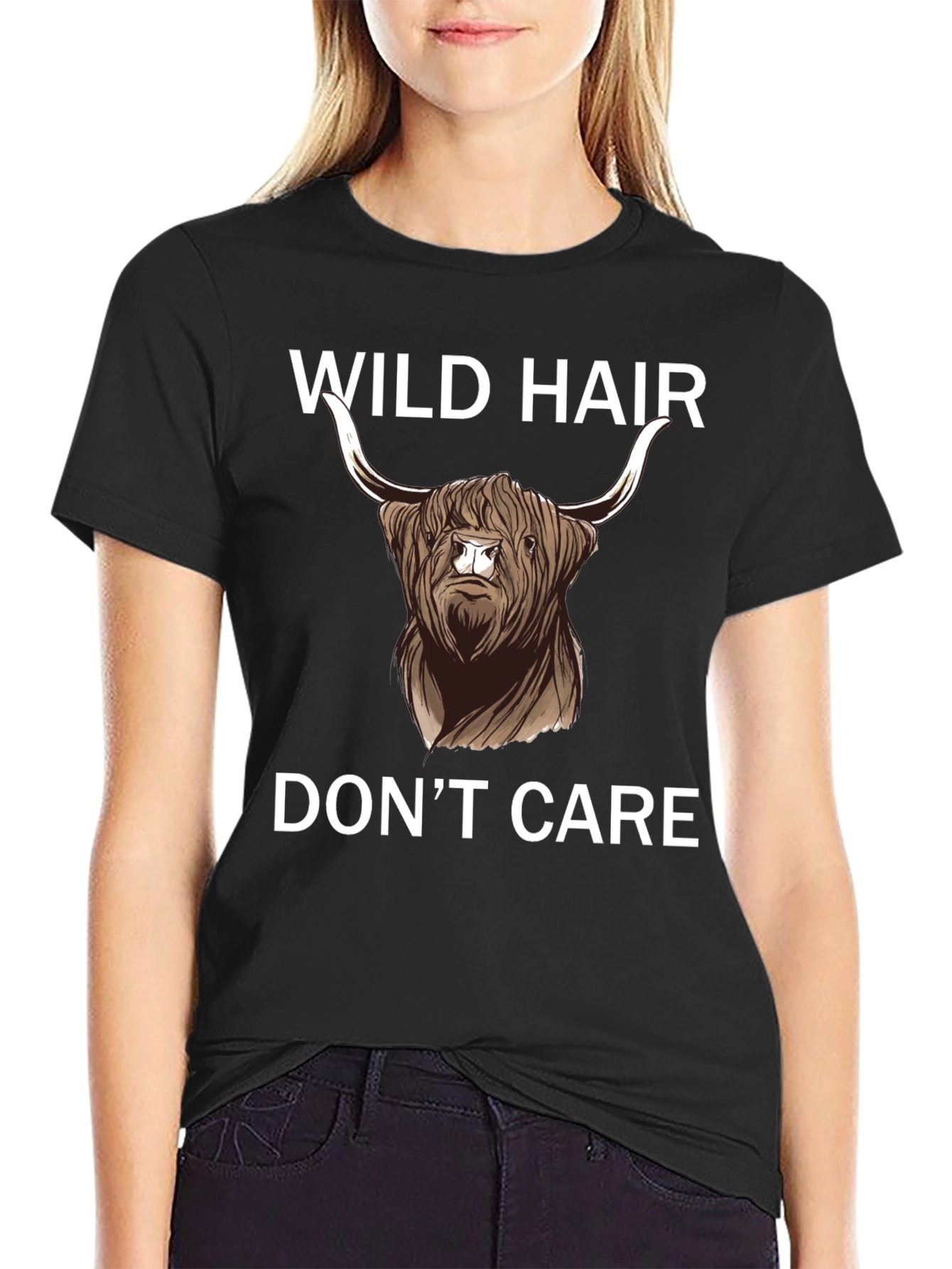 Wild Hair Dont Care Highland Cow T-Shirt