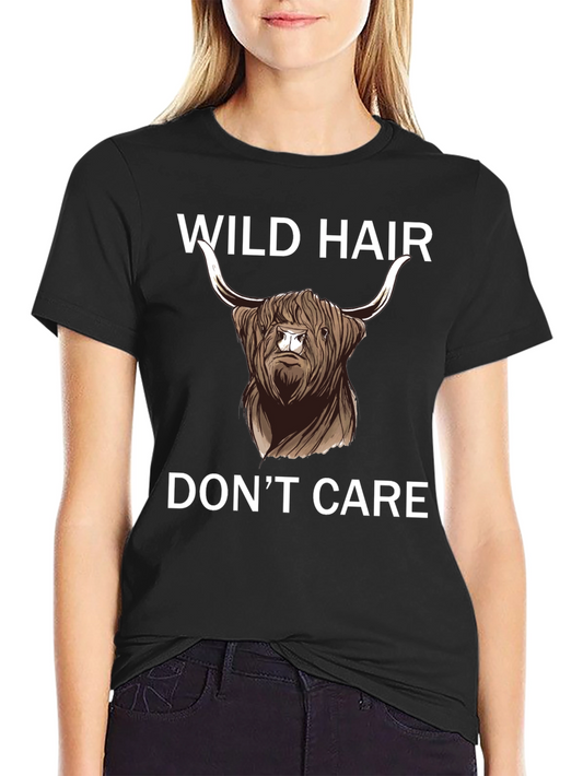 Wild Hair Dont Care Highland Cow T-Shirt