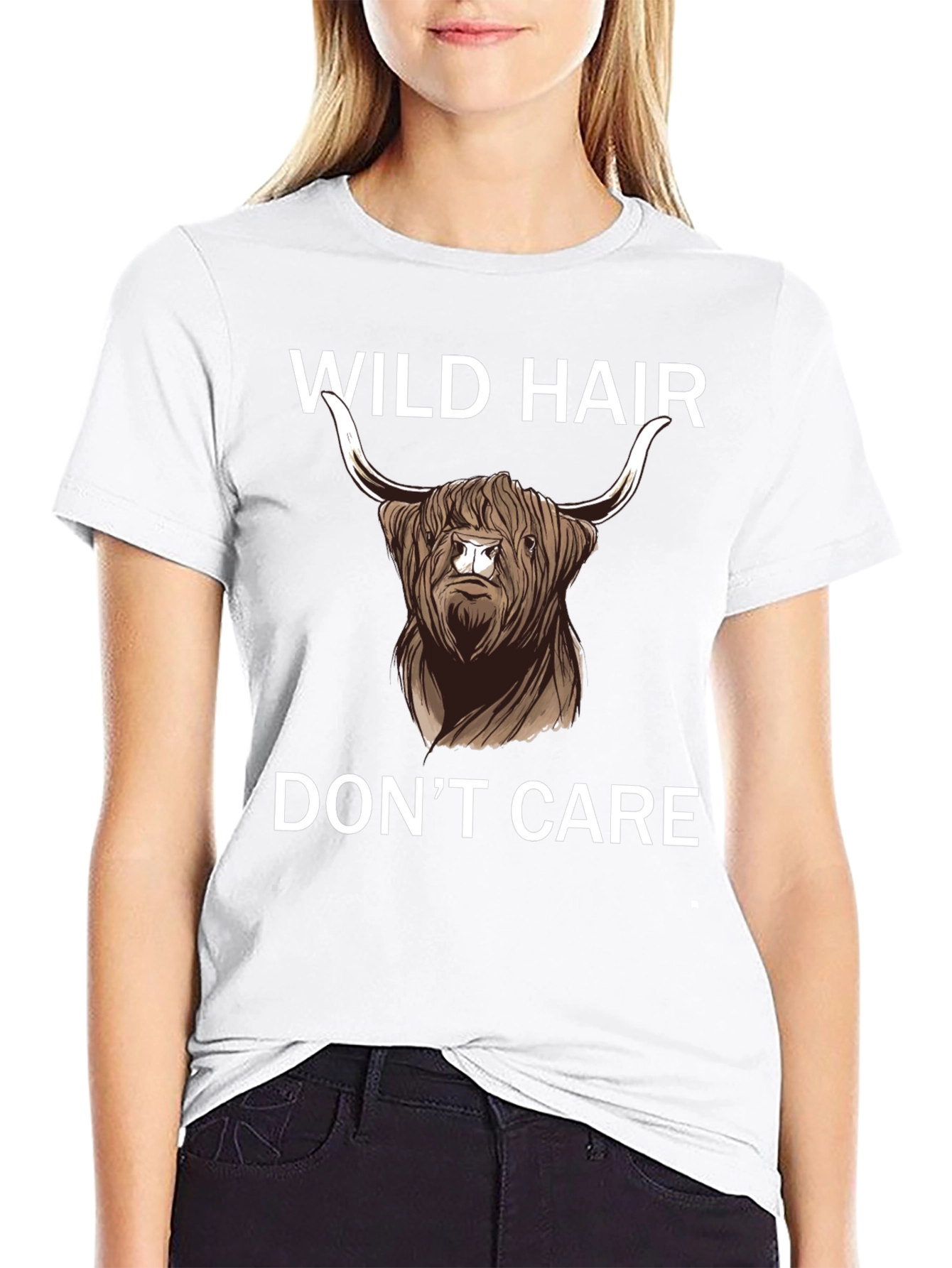 Wild Hair Dont Care Highland Cow T-Shirt
