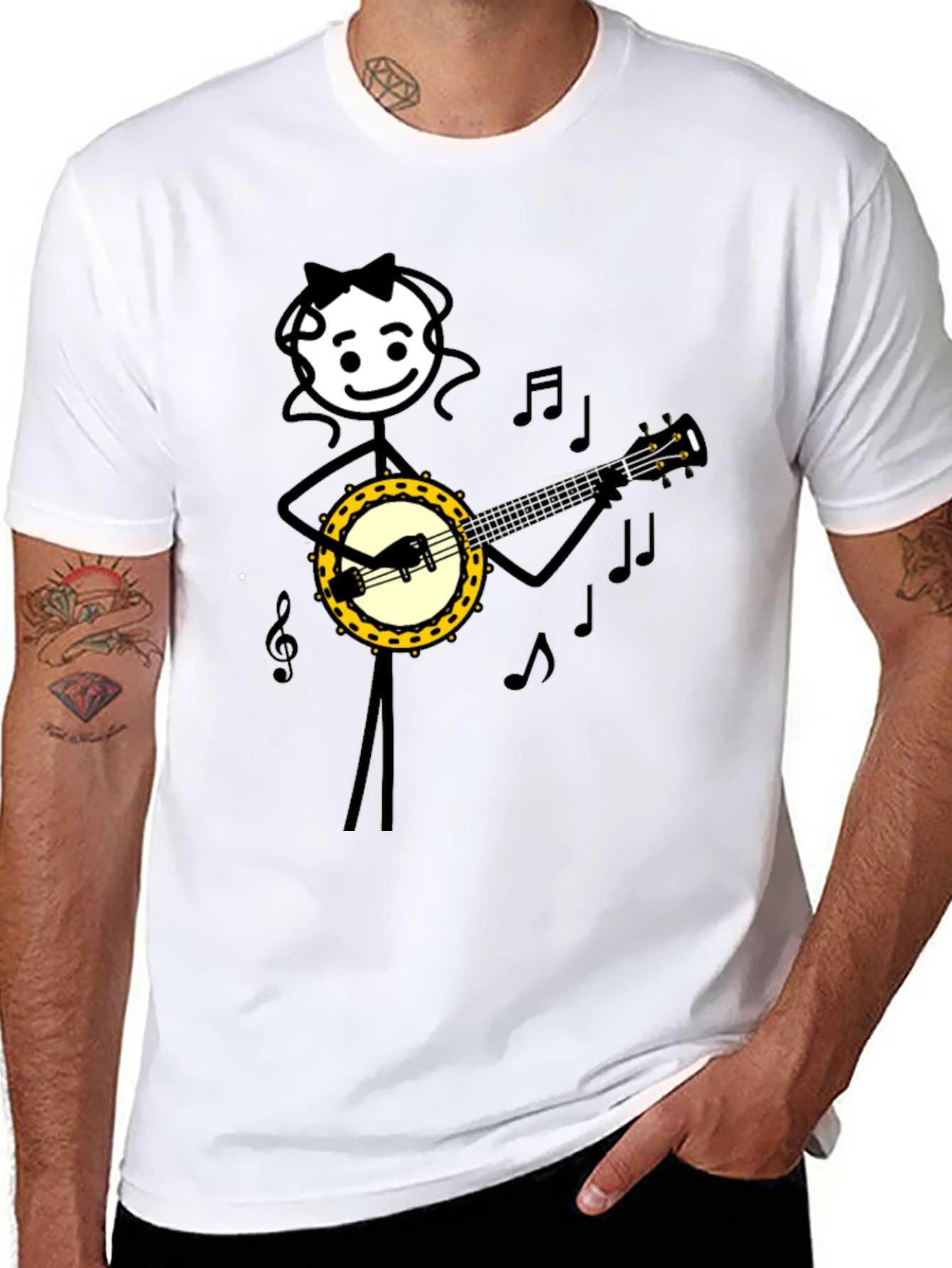Banjo Playing Stick Figure T-Shirt