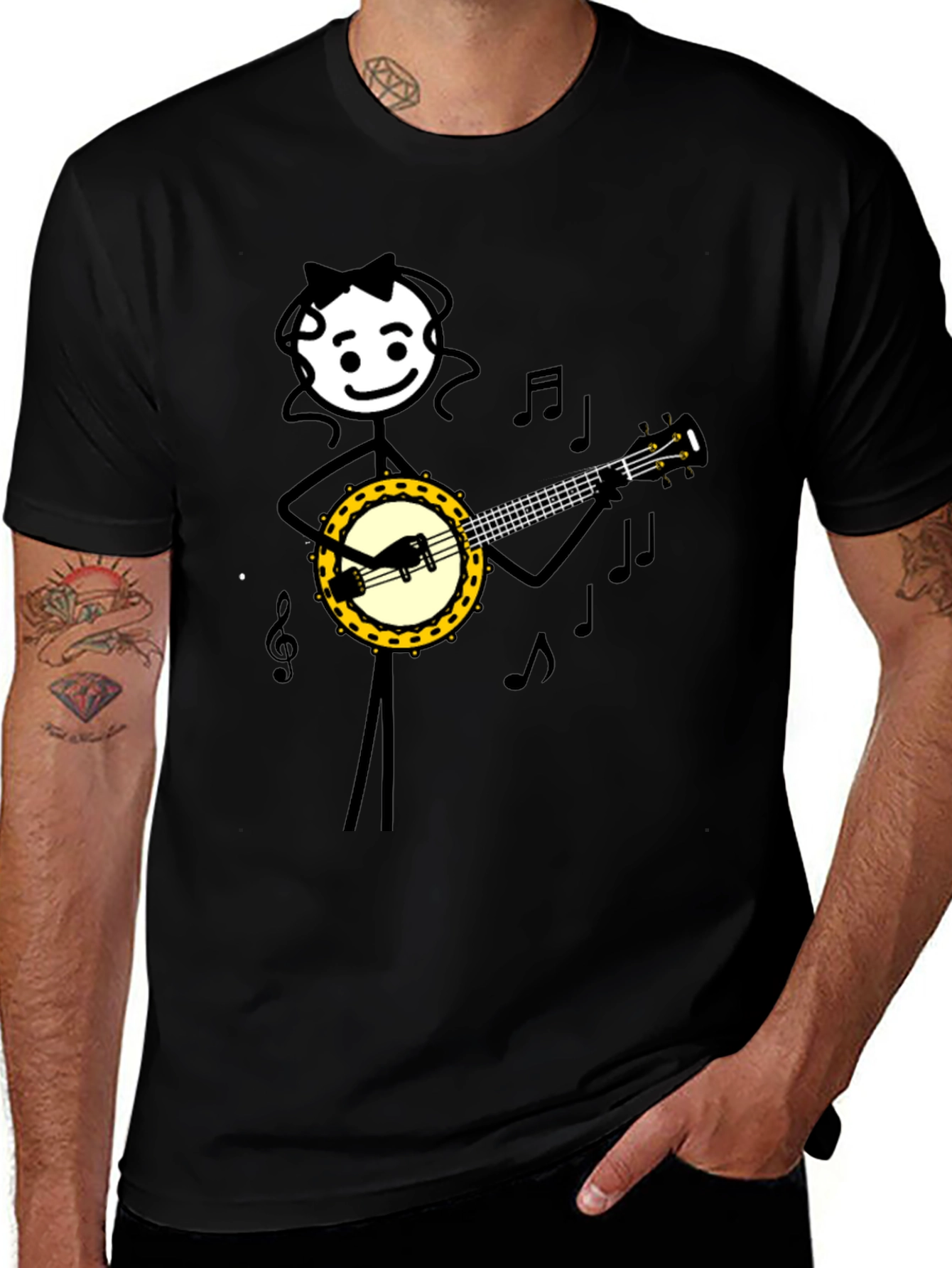 Banjo Playing Stick Figure T-Shirt