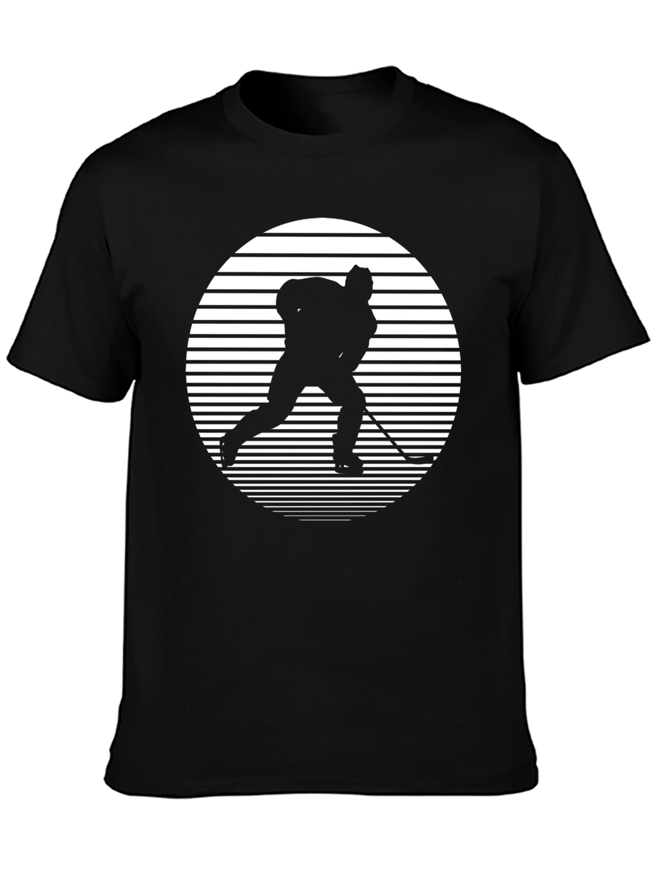 Hockey Player Silhouette Graphic Tee - Black