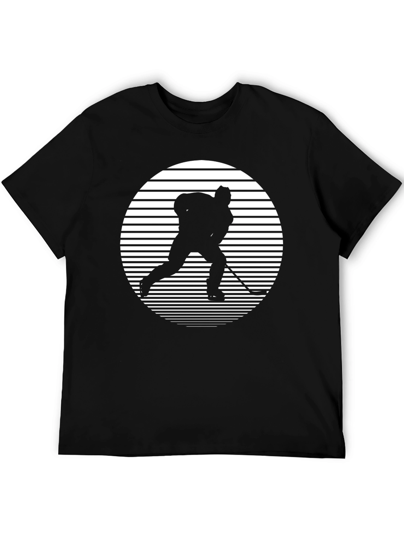 Hockey Player Silhouette Graphic Tee - Black