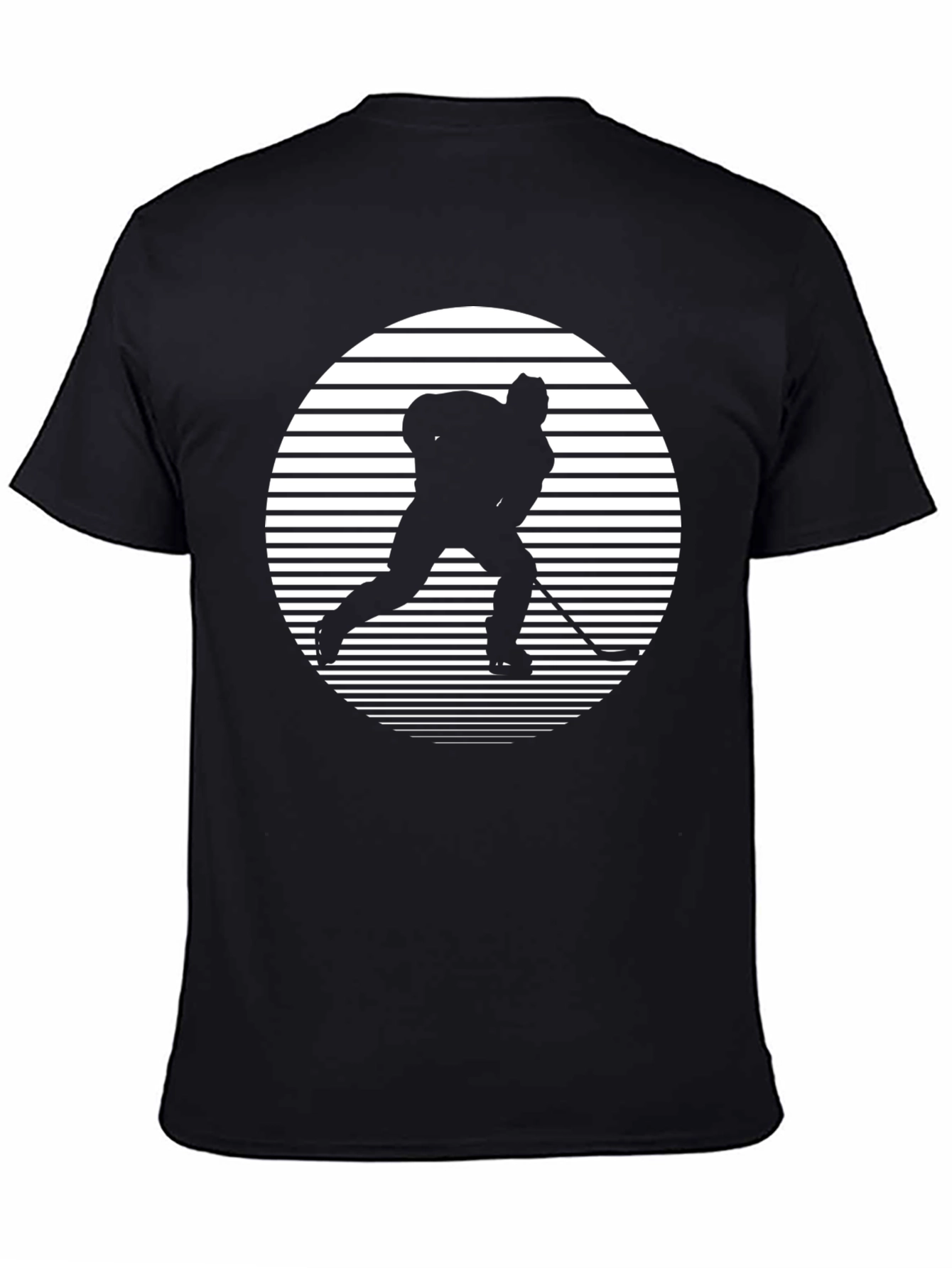 Hockey Player Silhouette Graphic Tee - Black