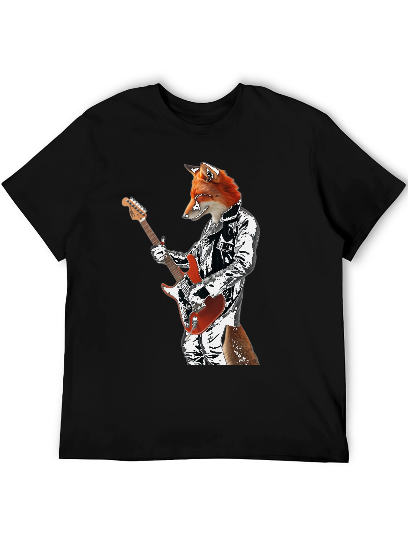 Fox Guitarist Graphic T-Shirt - Rocker Style