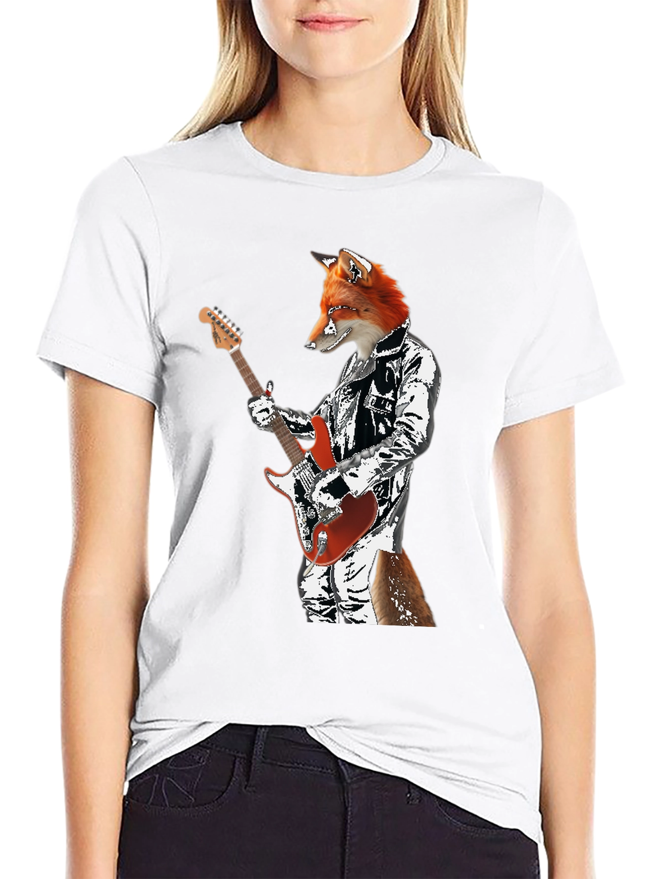 Fox Guitarist Graphic T-Shirt - Rocker Style