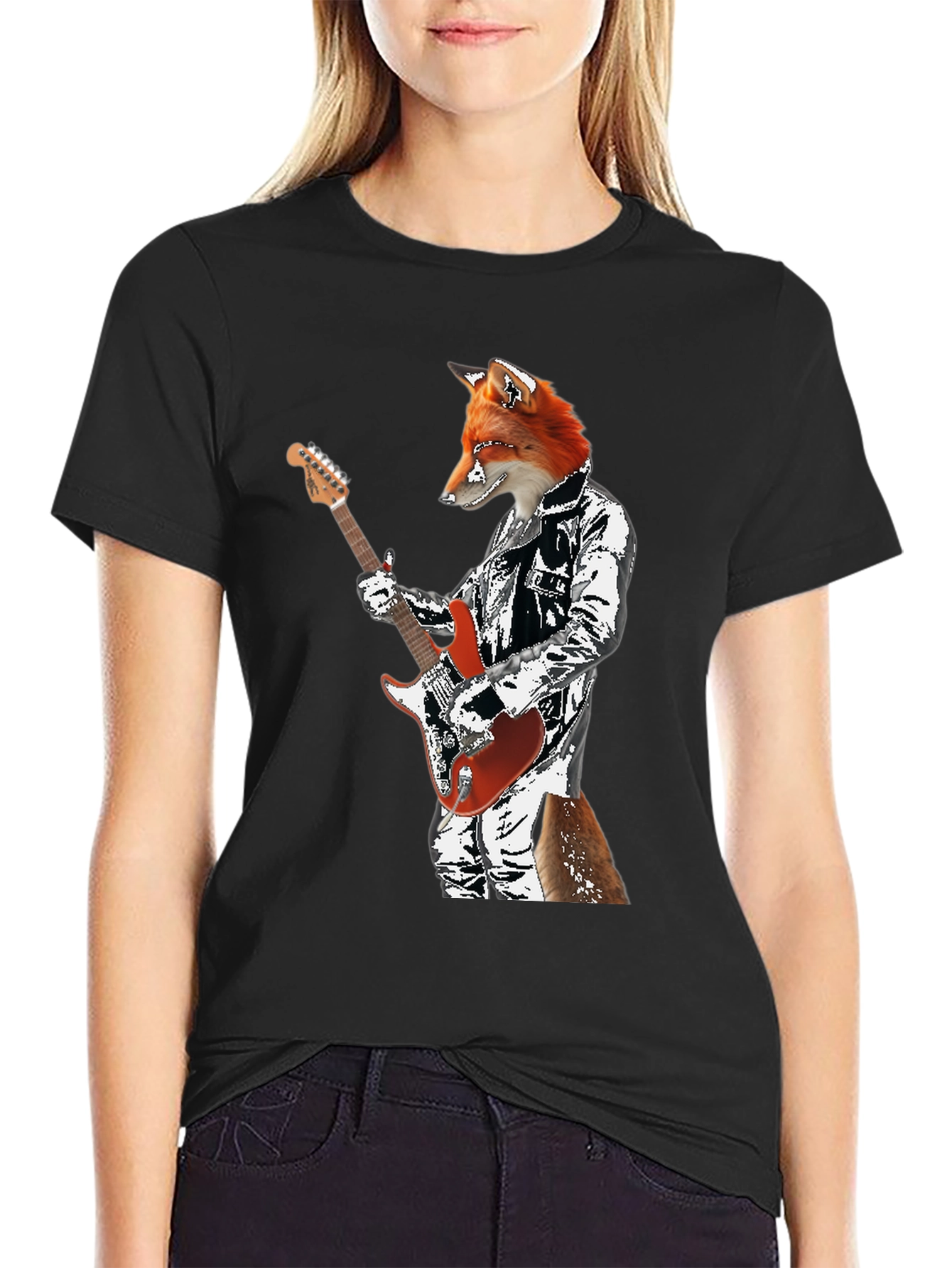 Fox Guitarist Graphic T-Shirt - Rocker Style