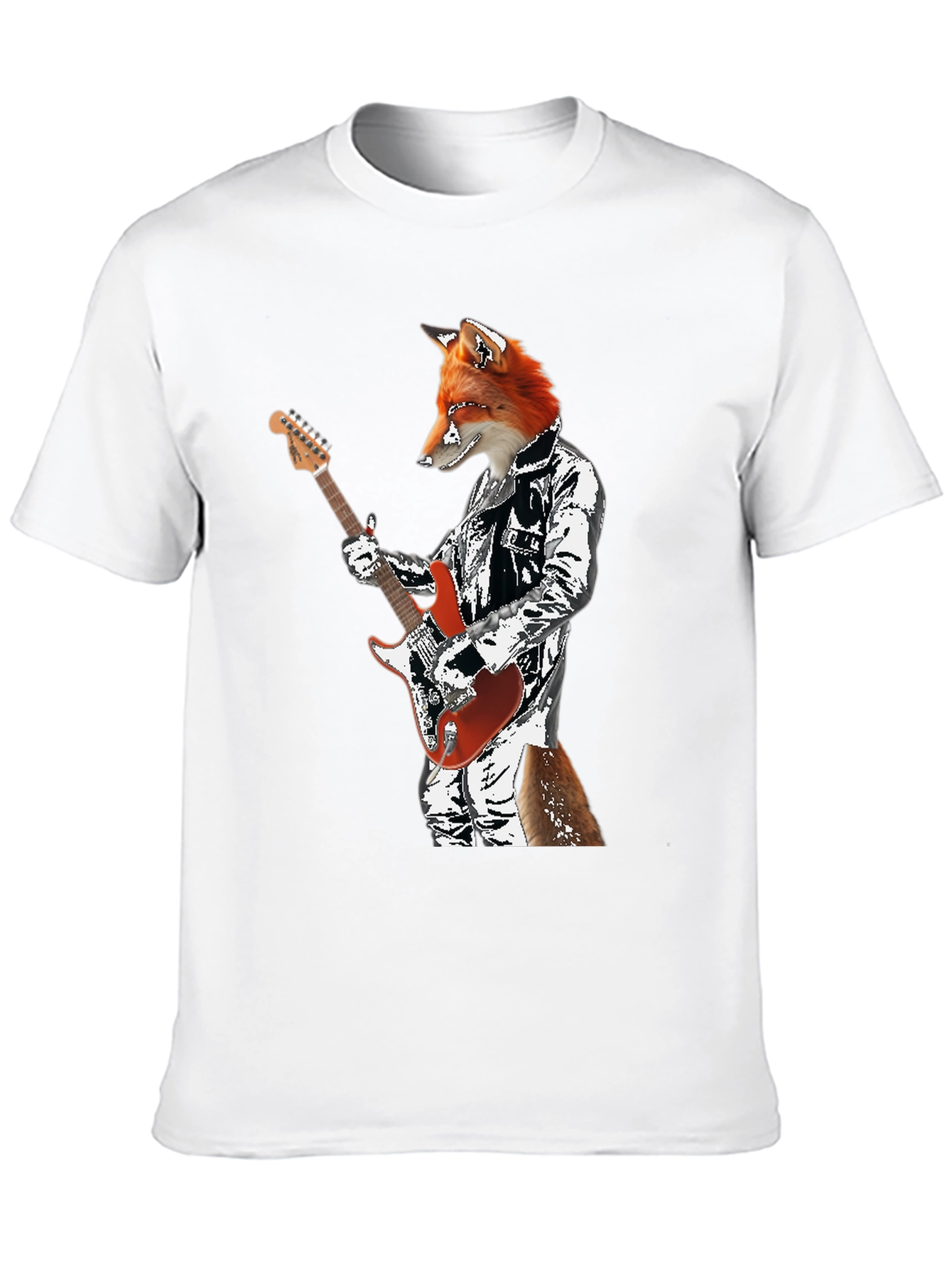 Fox Guitarist Graphic T-Shirt - Rocker Style