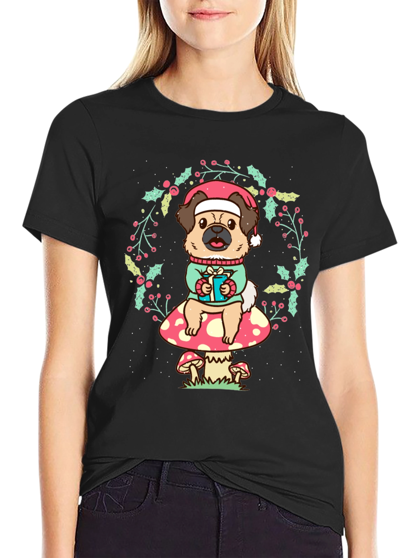 Christmas Dog Mushroom T-Shirt